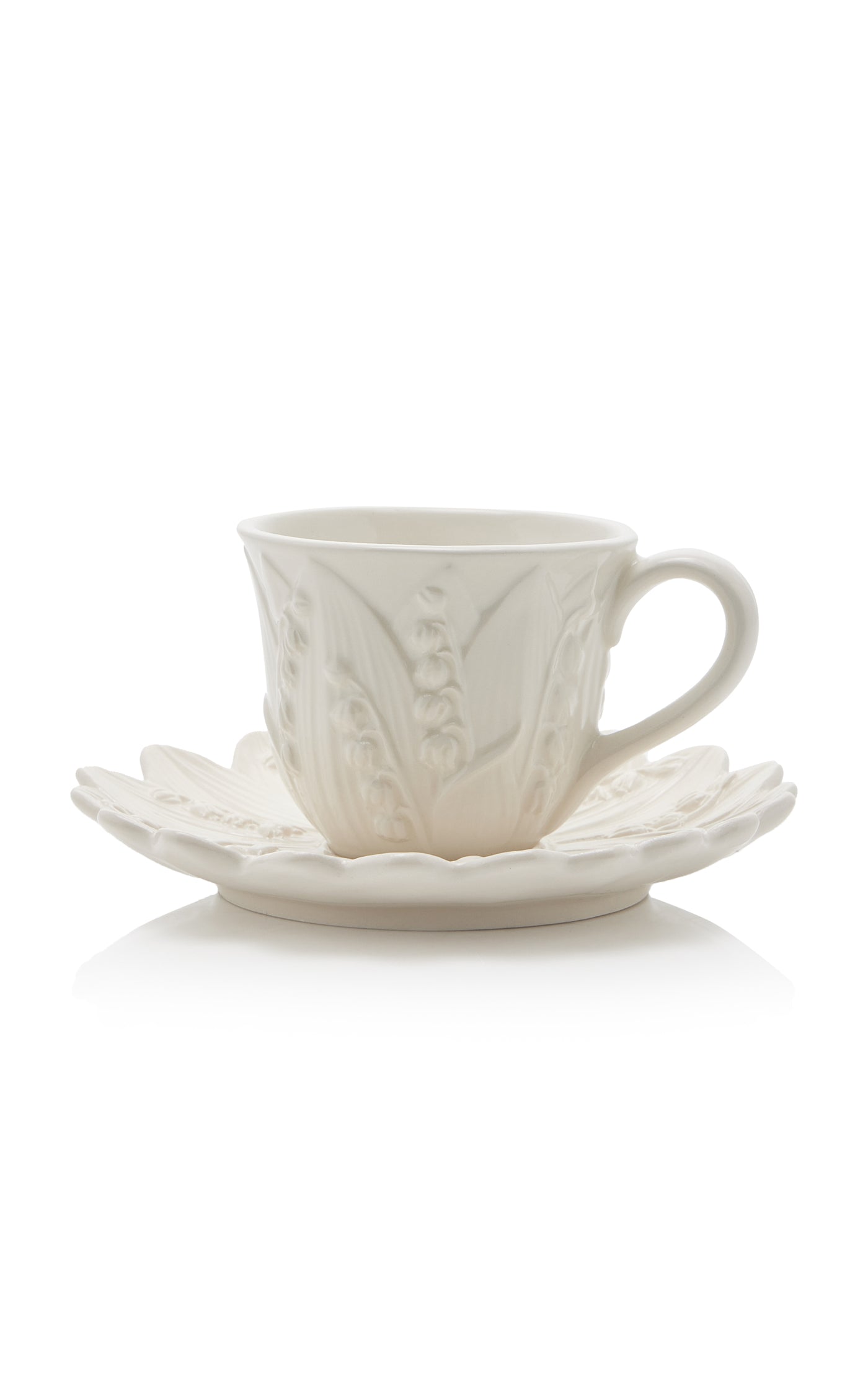Set-of-Six Lily of the Valley Ceramic Tea Cup and Saucers