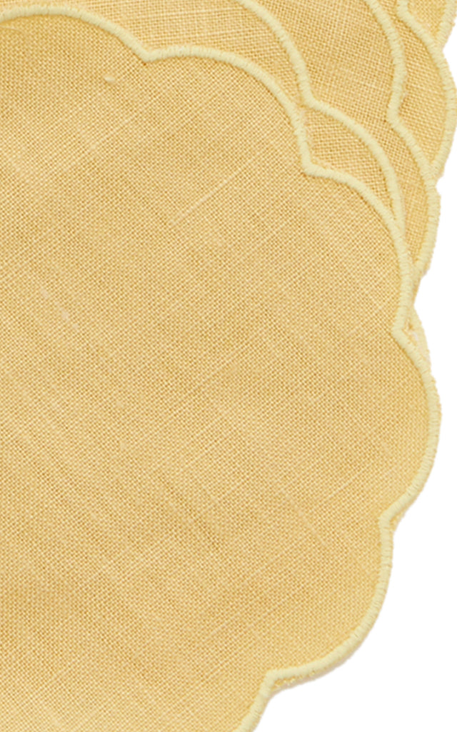 Set-Of-Four Scalloped Linen Coasters