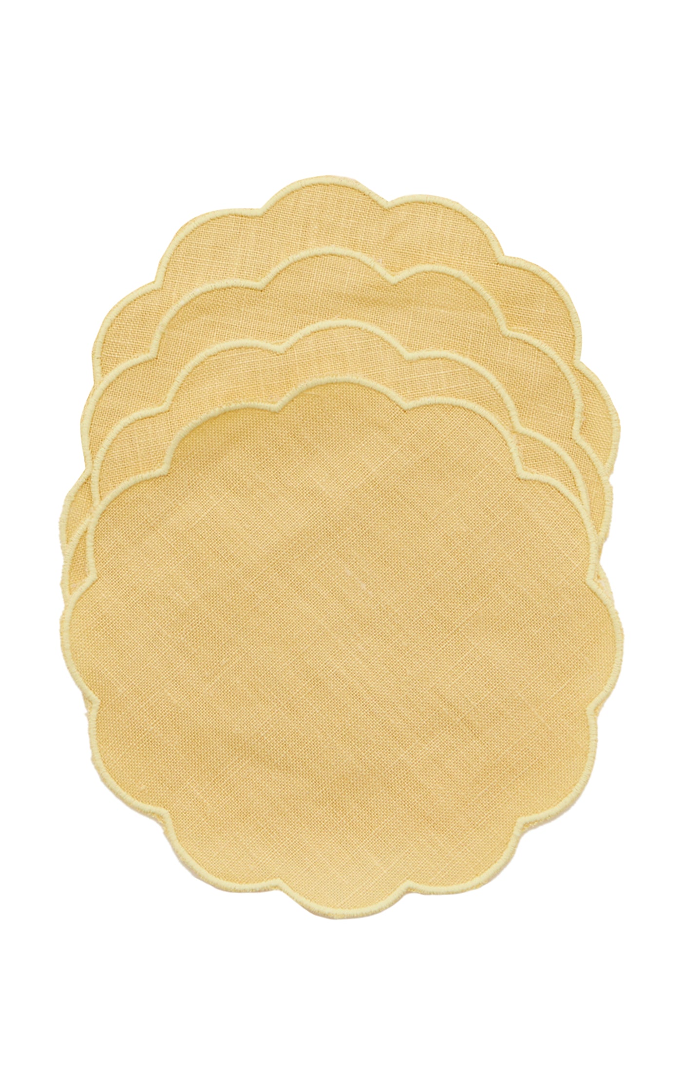 Set-Of-Four Scalloped Linen Coasters