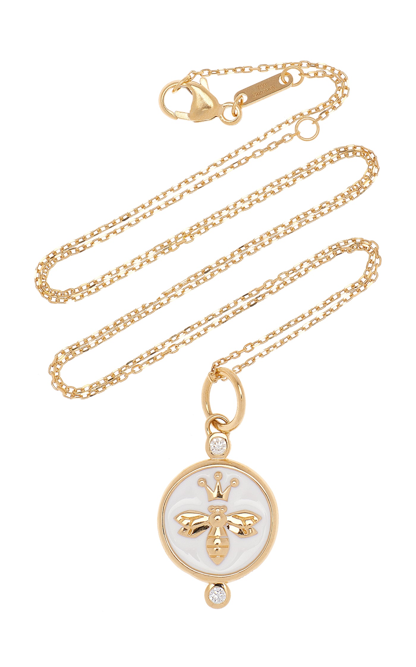 Queen Bee 18K Yellow Gold Enameled Diamond Necklace