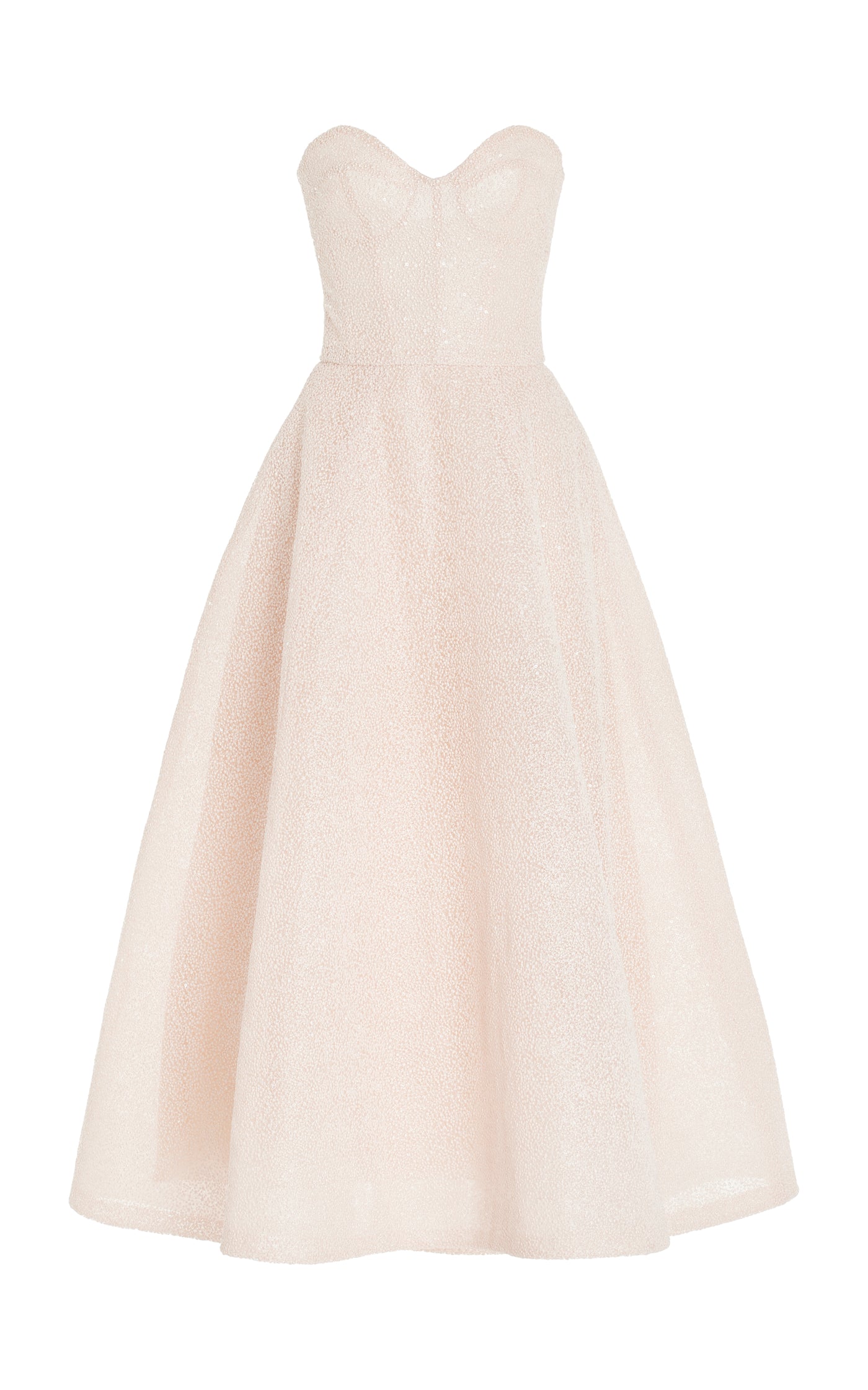 Strapless Textured Embroidered Dress