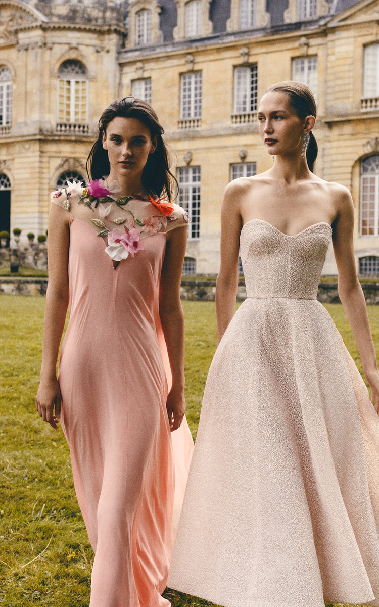 Strapless Textured Embroidered Dress