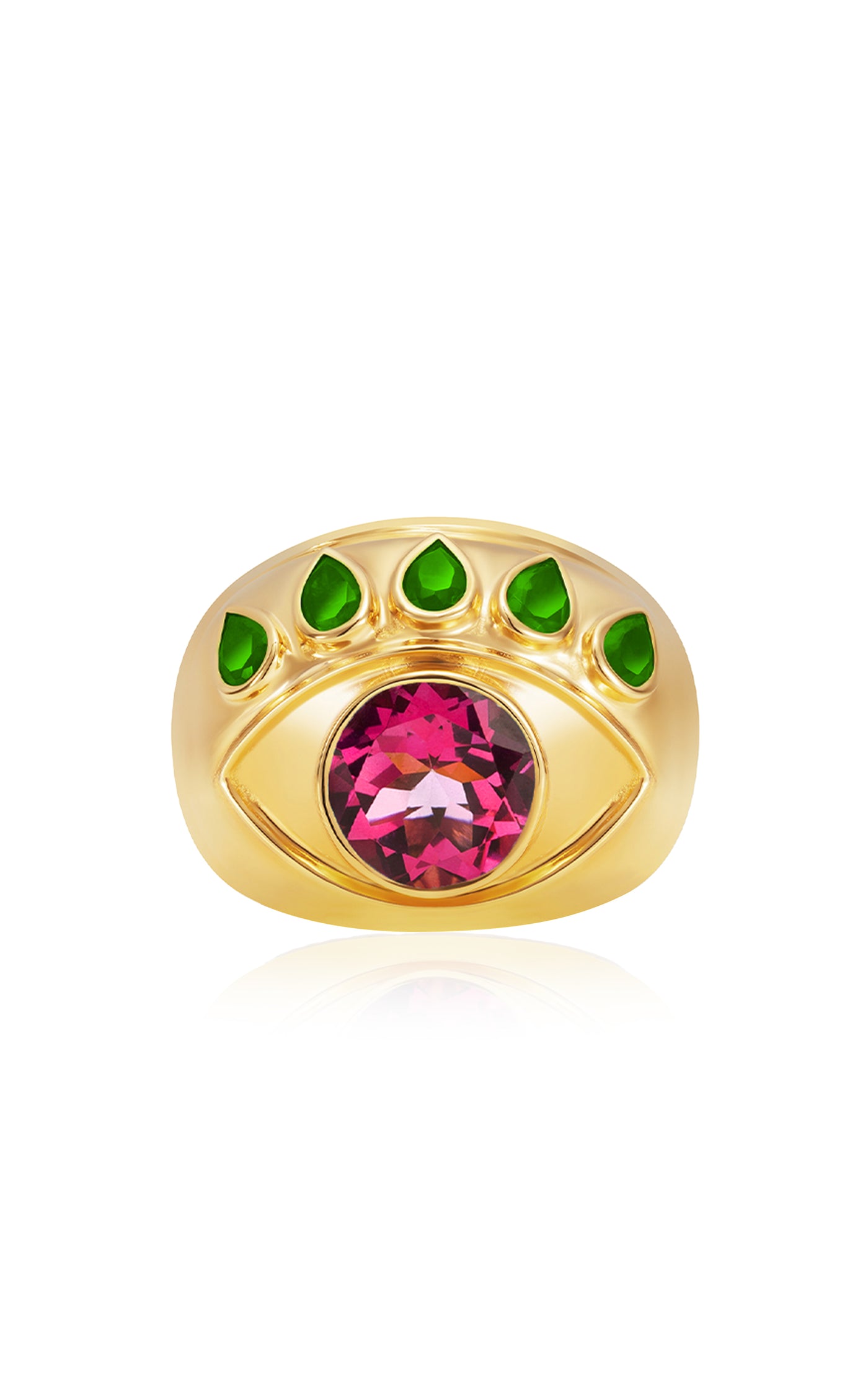 Ready To See You 18K Yellow Gold Topaz, Tsavorite Ring