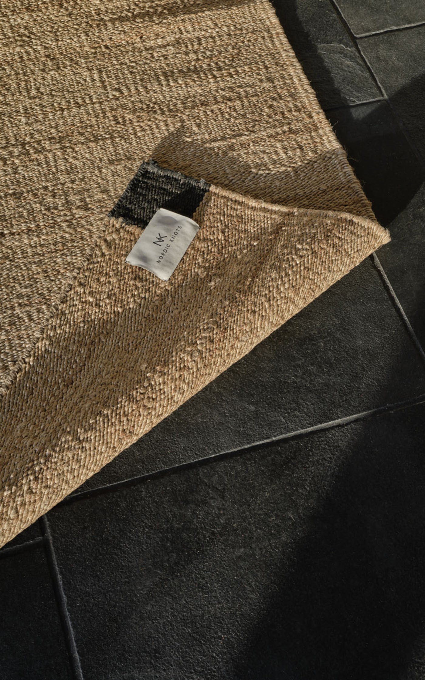 Jute Corner by Nordic Knots, Flatweave Area Rug in Black, Size 8' X 10'