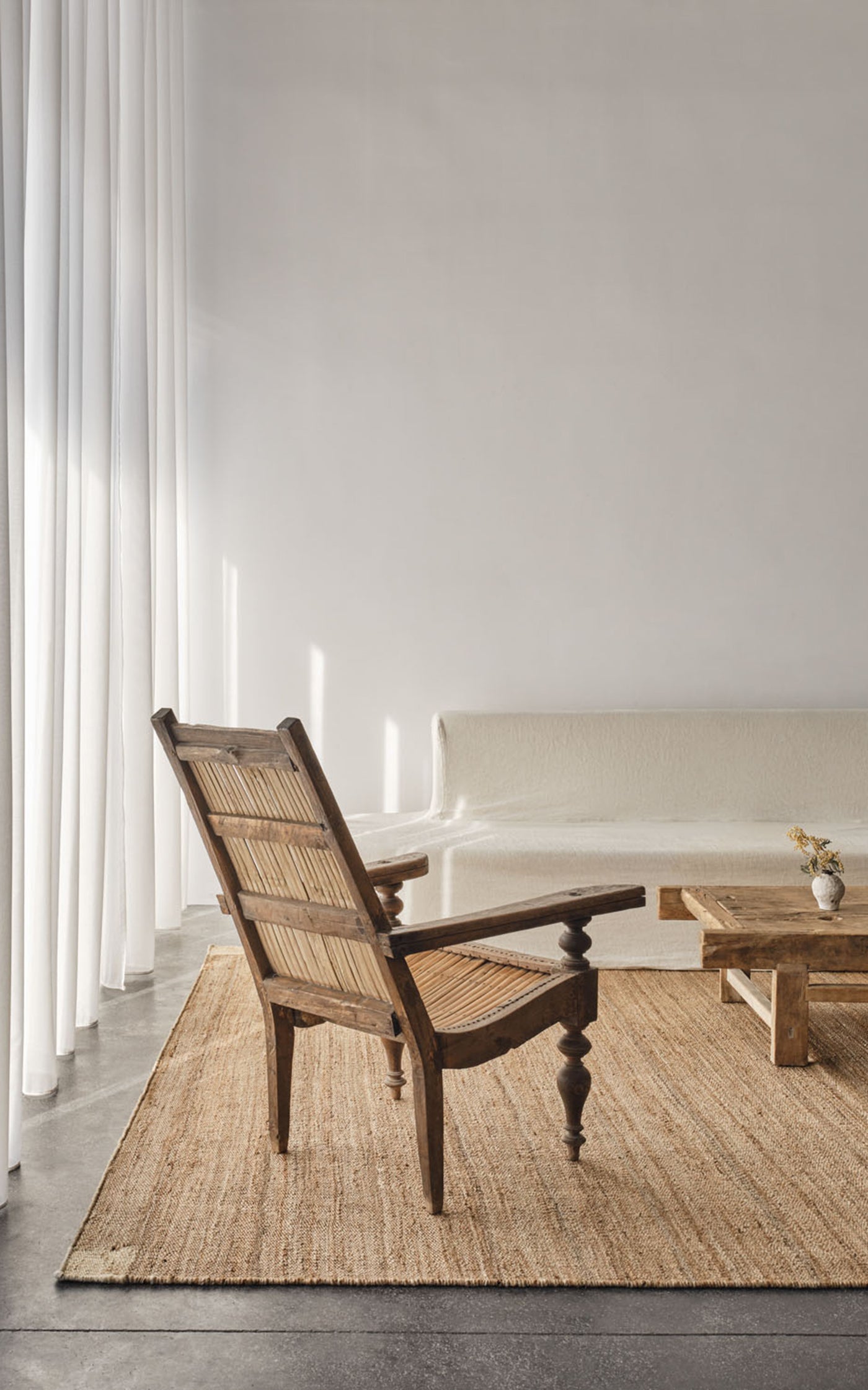Jute Corner by Nordic Knots, Flatweave Area Rug in Cream, Size 6' X 9'
