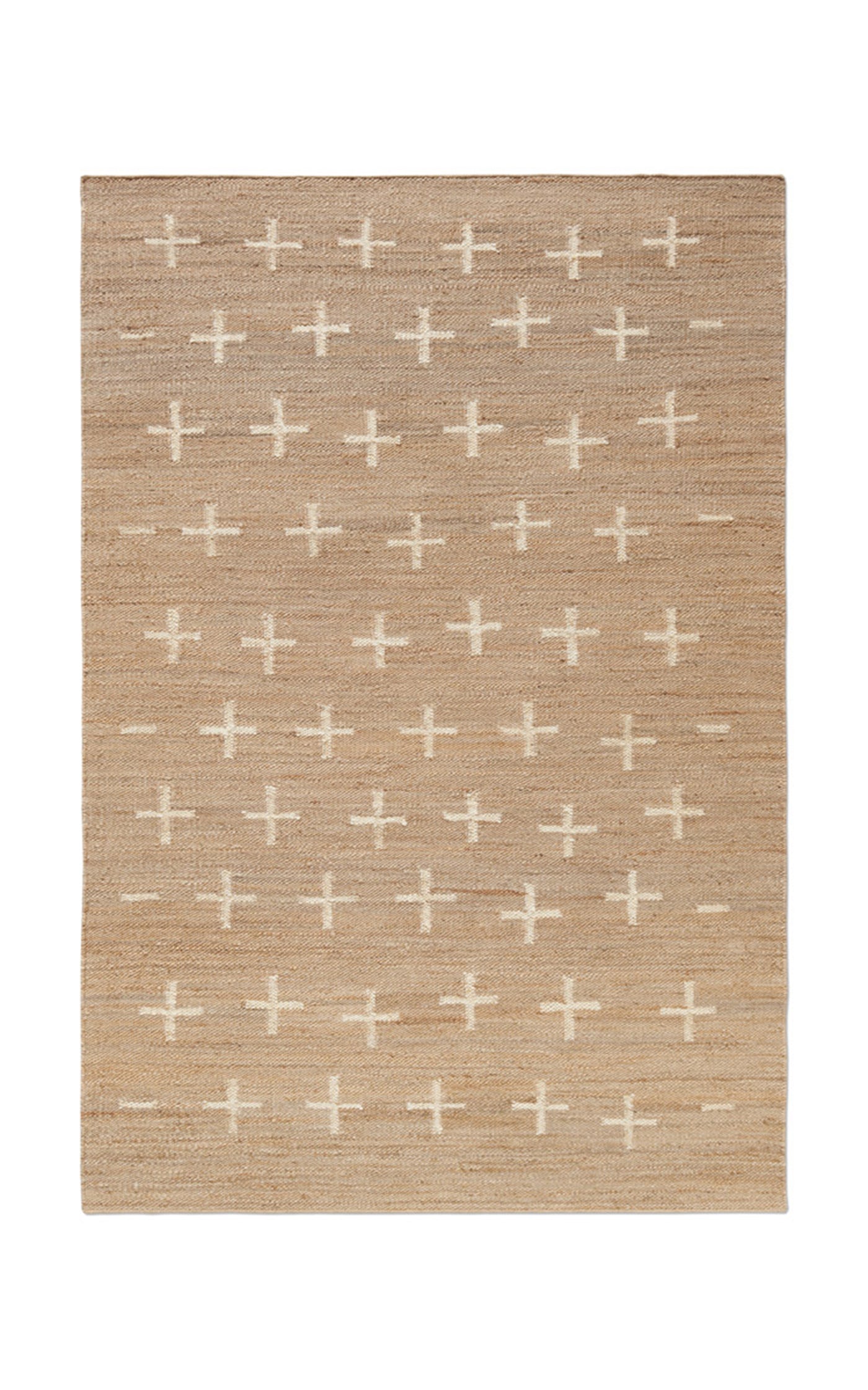 Jute Cross by Nordic Knots, Flatweave Area Rug in Cream, Size 6' X 9'