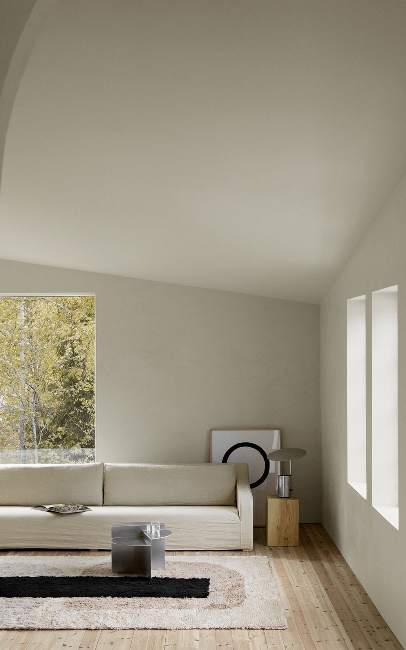 Monolith 01 by Nordic Knots, Shaggy Area Rug in Dusty White, Size 5' X 8'