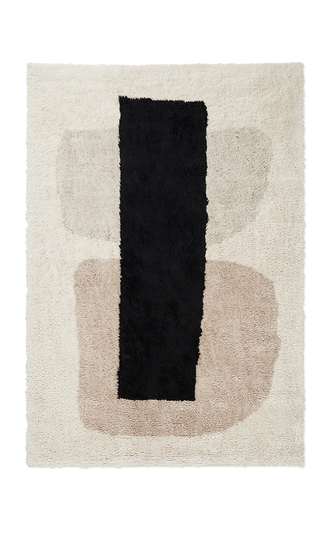 Monolith 01 by Nordic Knots, Shaggy Area Rug in Dusty White, Size 5' X 8'