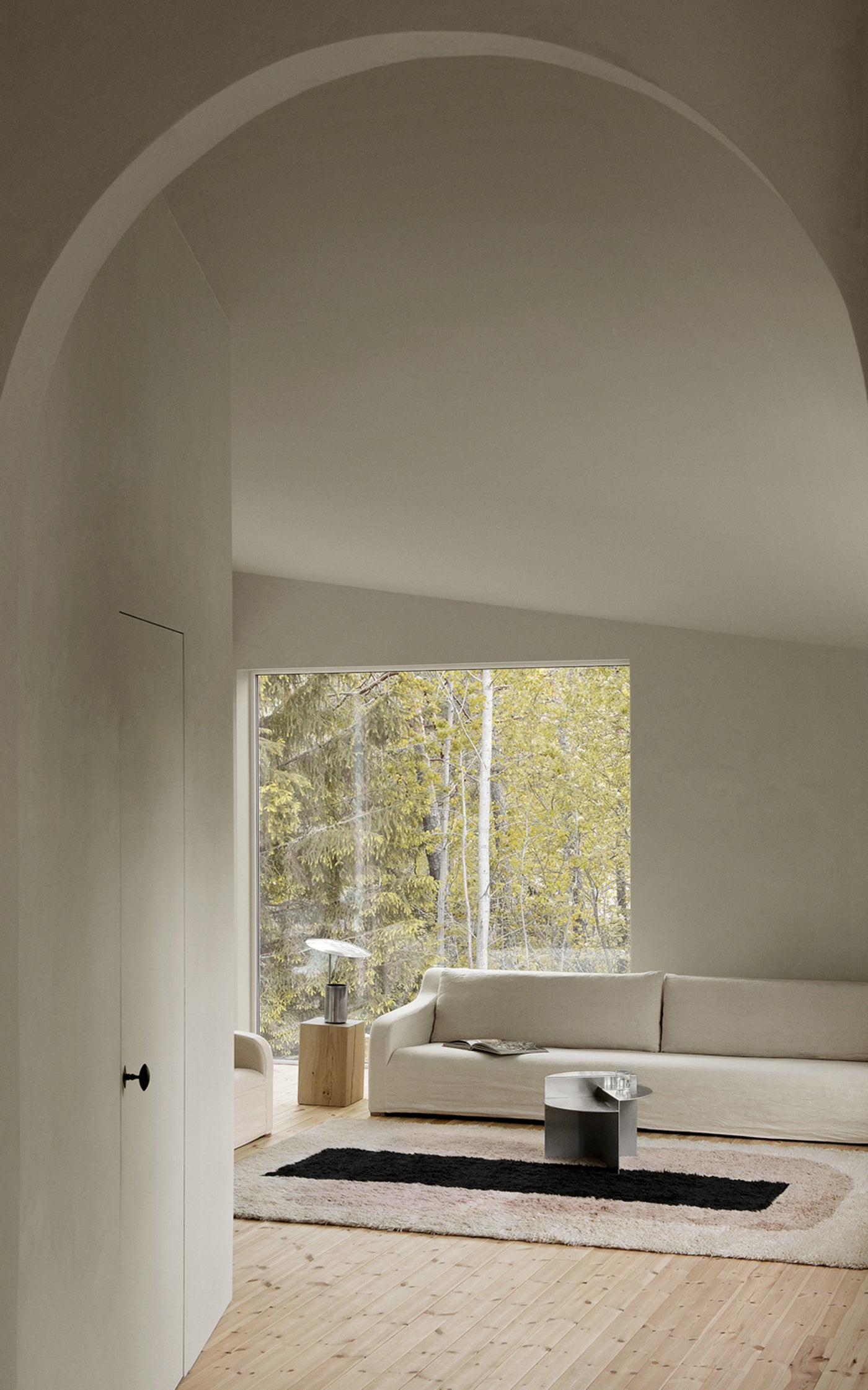 Monolith 01 by Nordic Knots, Shaggy Area Rug in Dusty White, Size 5' X 8'