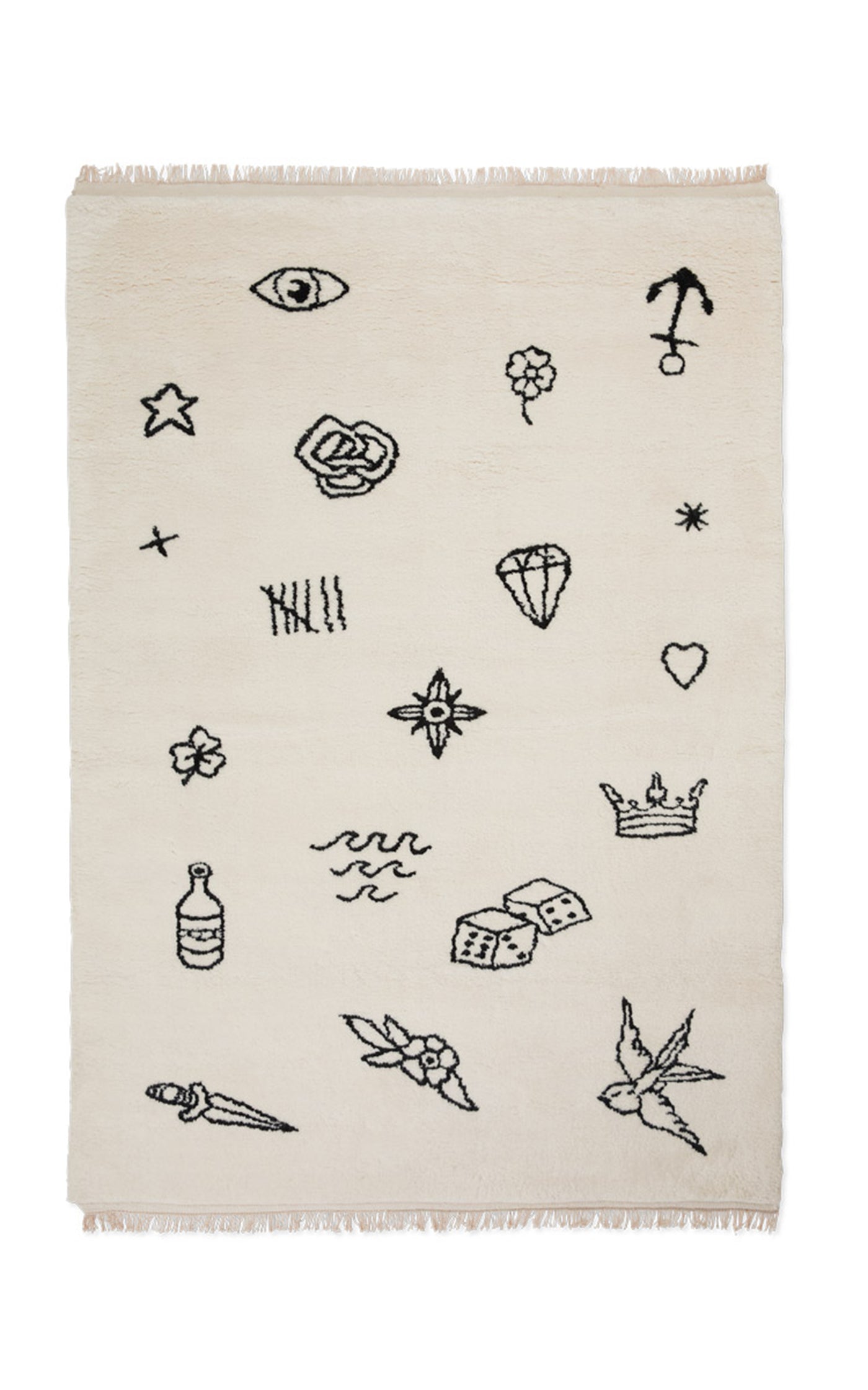 Nomad by Nordic Knots, Shaggy Area Rug in Cream, Size 5' X 8'