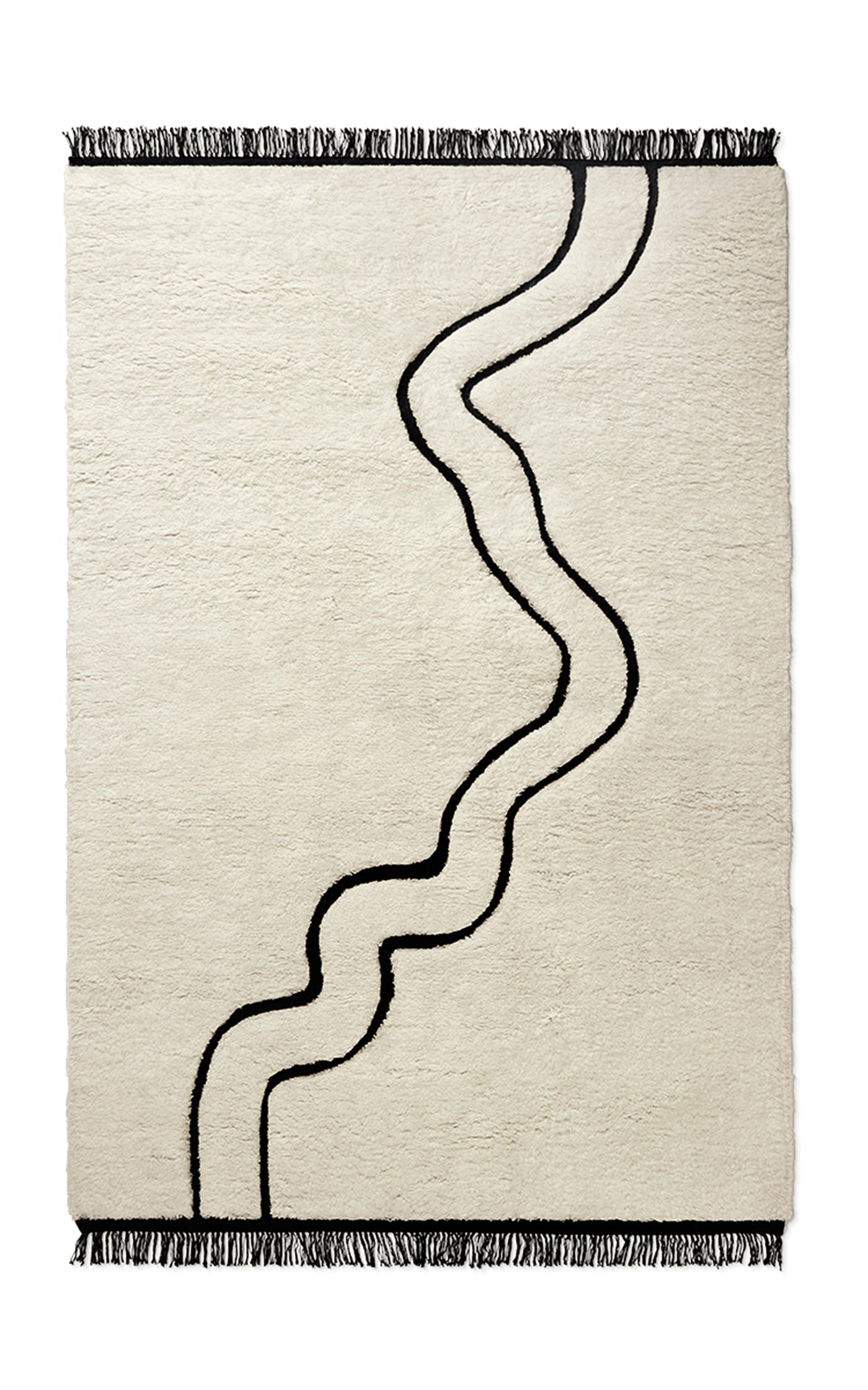 River by Nordic Knots, Shaggy Area Rug in Mud White, Size 6' X 9'