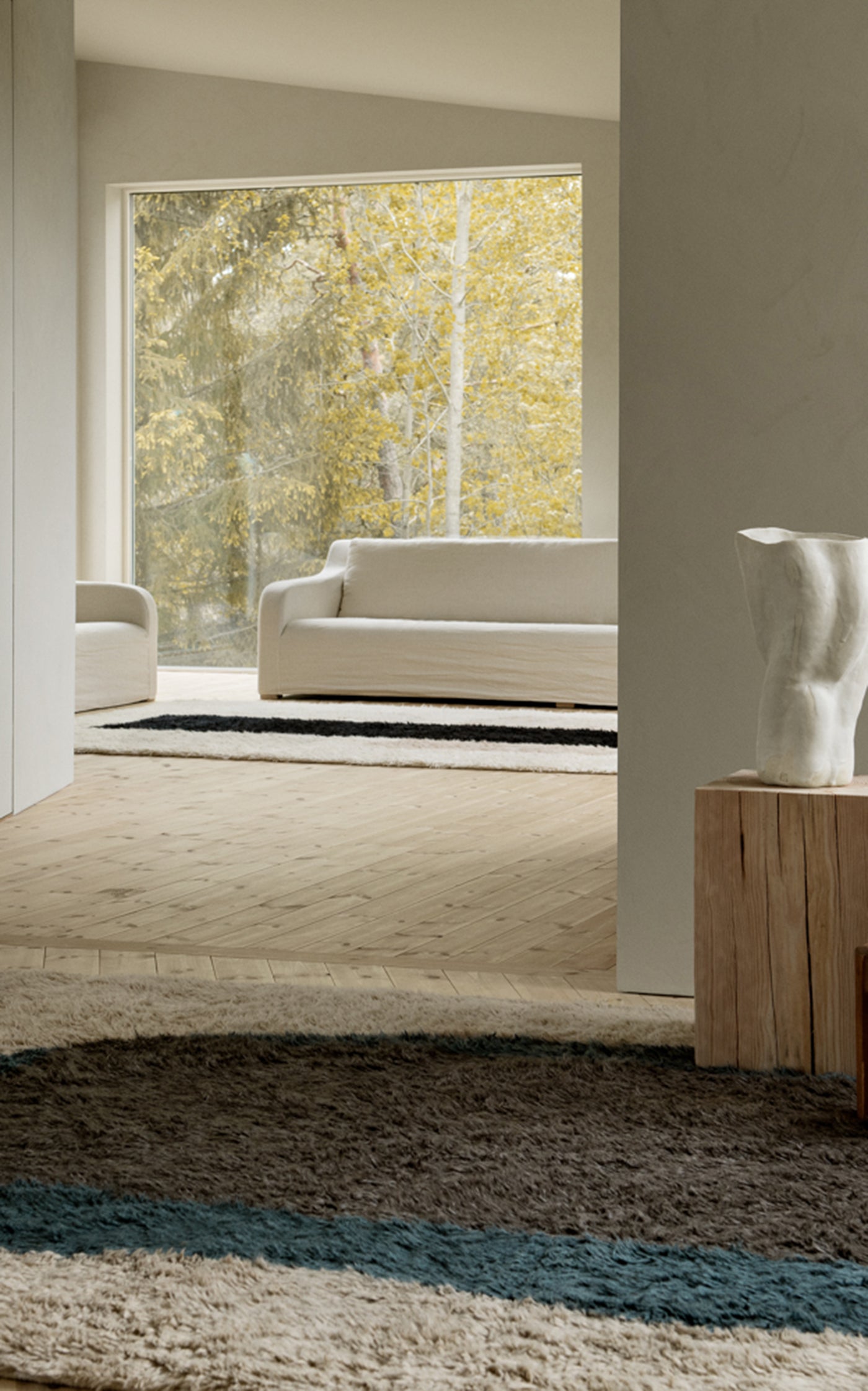 Monolith 02 by Nordic Knots, Shaggy Area Rug in Sand/Teal, Size 6' X 9'
