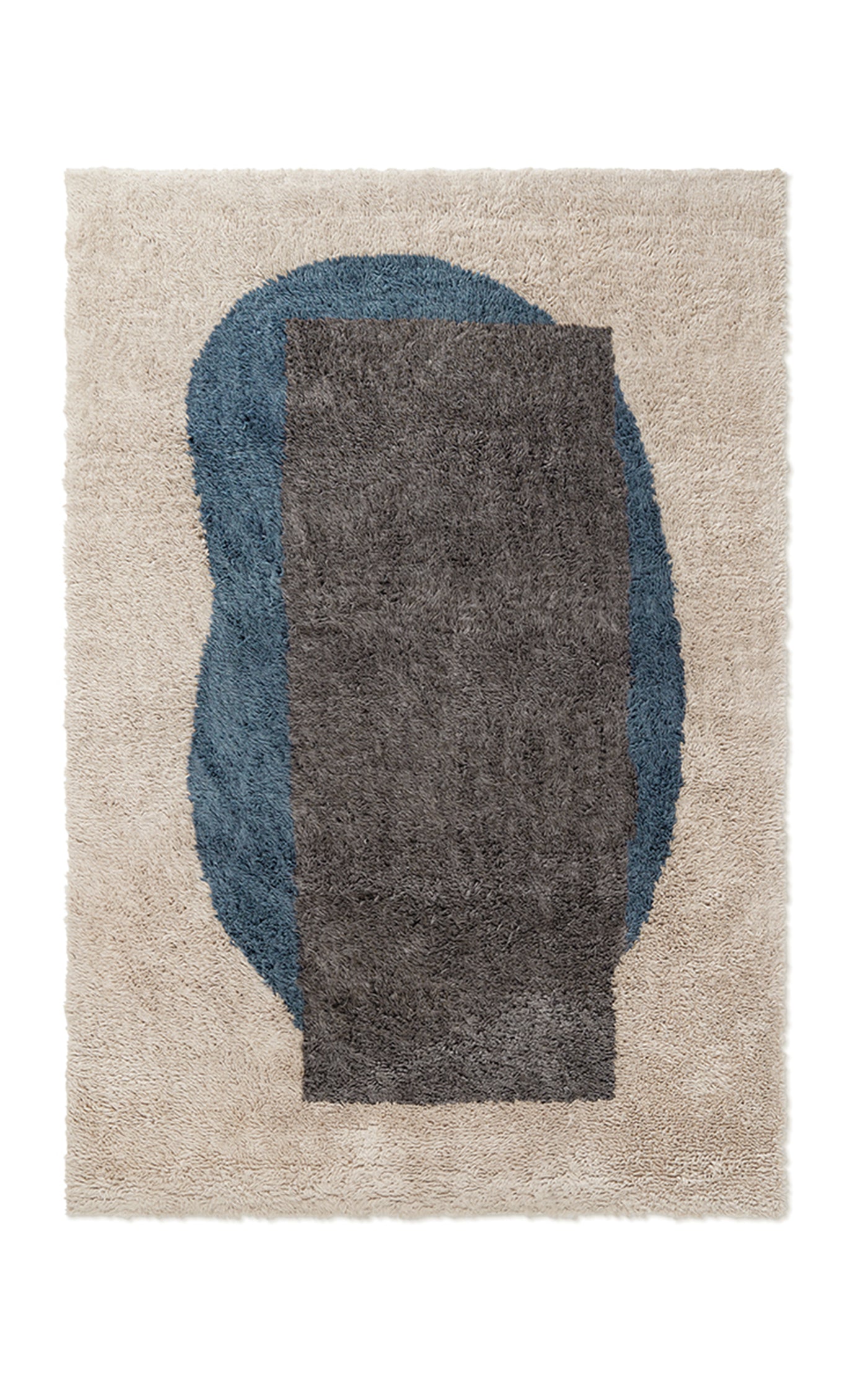 Monolith 02 by Nordic Knots, Shaggy Area Rug in Sand/Teal, Size 6' X 9'