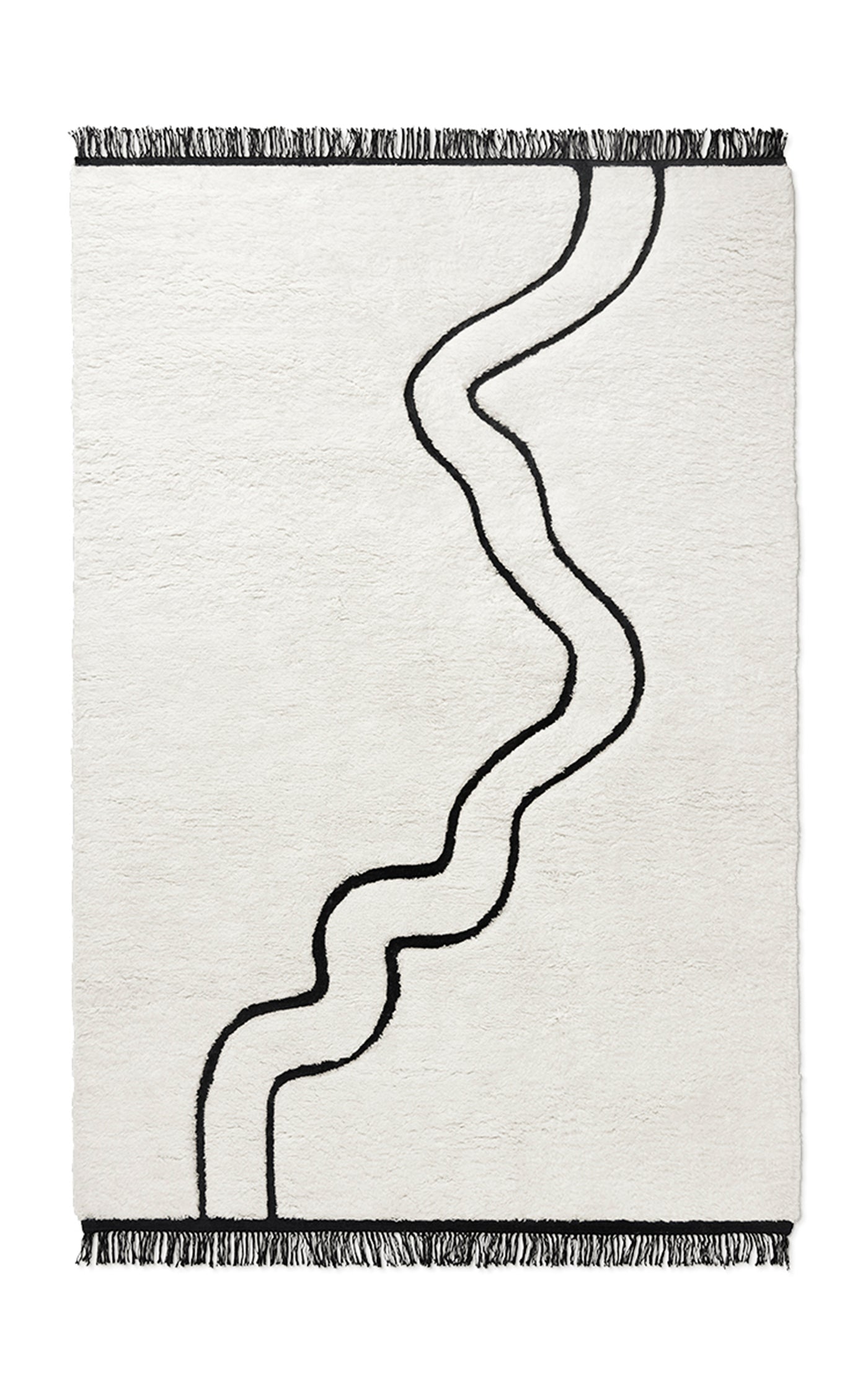 River by Nordic Knots, Shaggy Area Rug in Snow, Size 5' X 8'