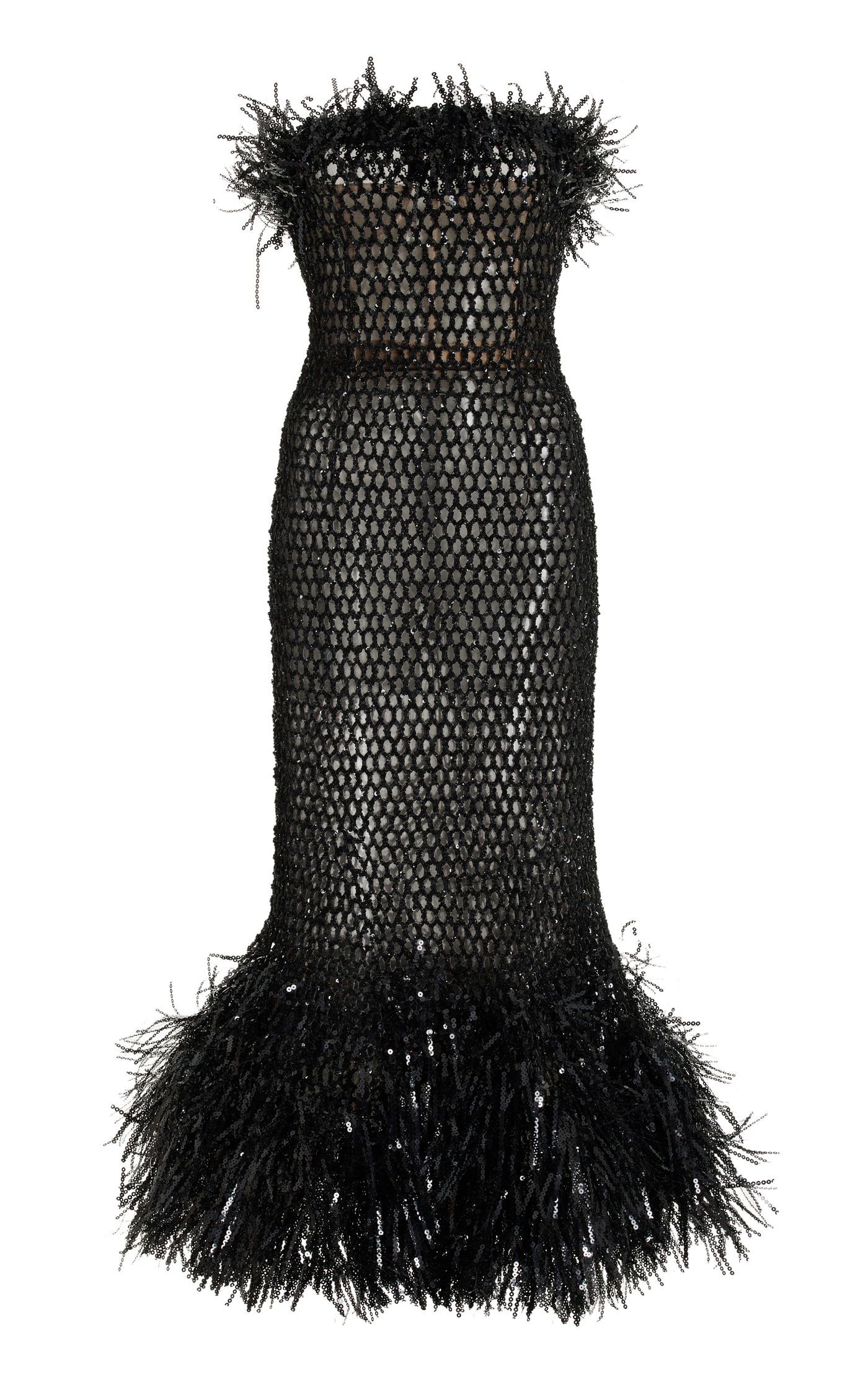 Fringe-Trimmed Embroidered Midi Dress