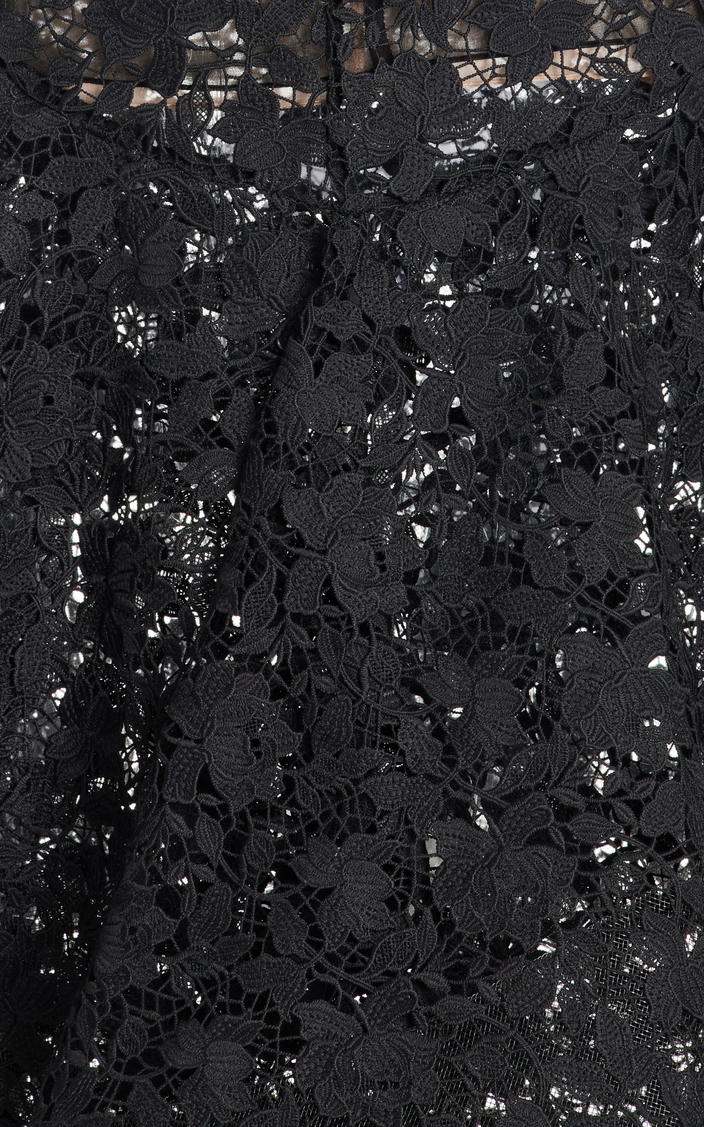 Ruffled Gardenia Guipure-Lace Gown