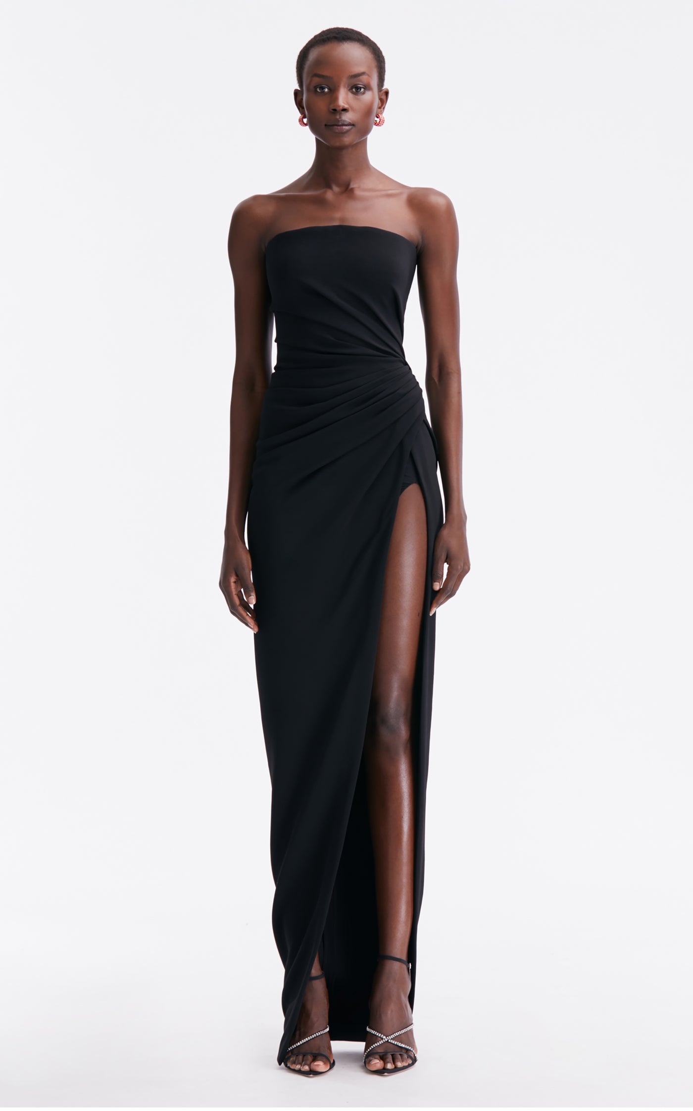 Strapless Draped Stretch-Cady Gown
