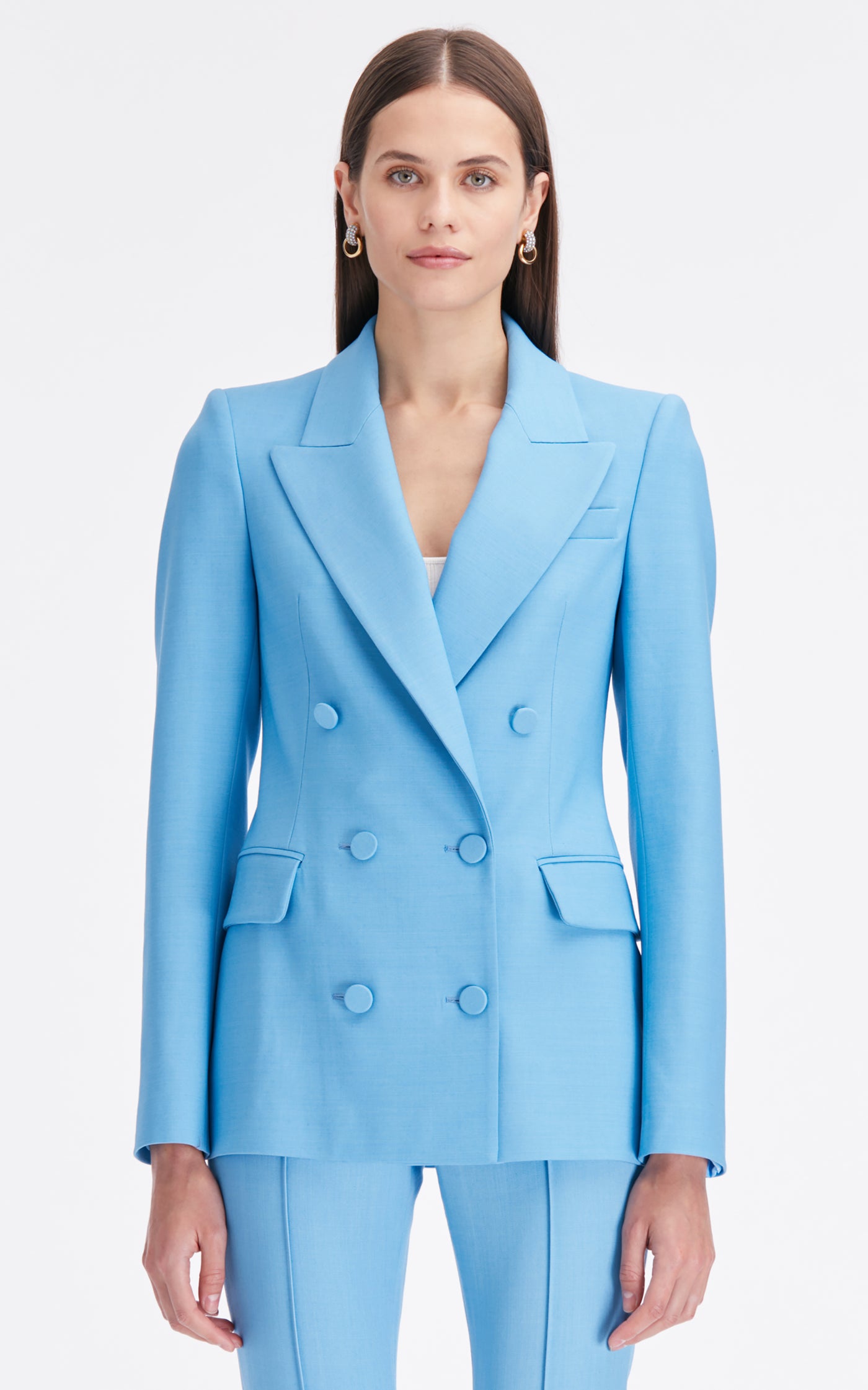 Double-Breasted Wool Satin Tailoring Jacket