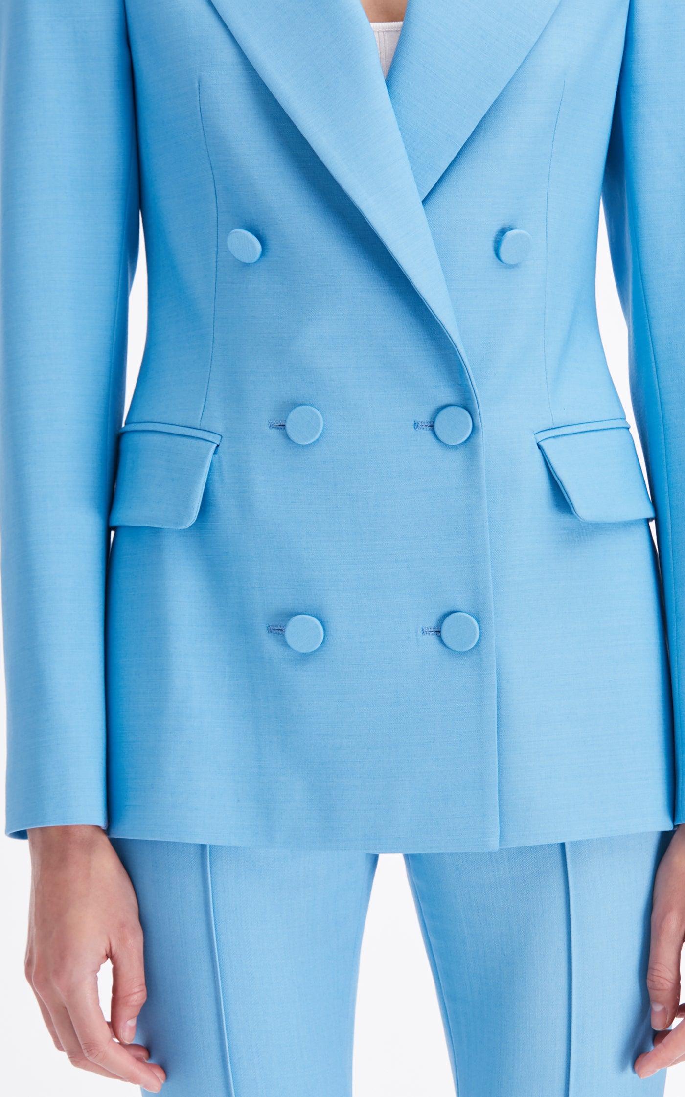 Double-Breasted Wool Satin Tailoring Jacket