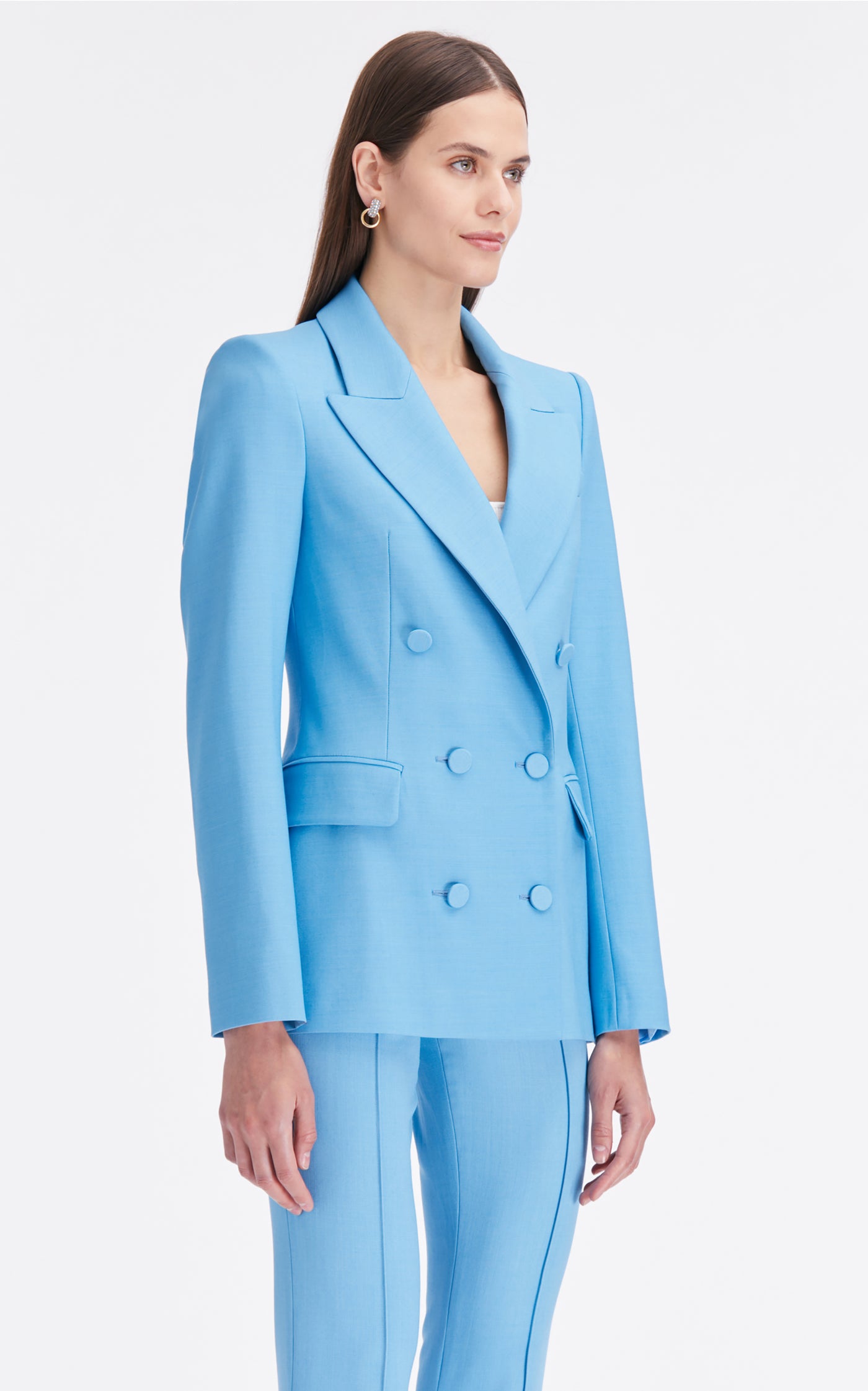 Double-Breasted Wool Satin Tailoring Jacket