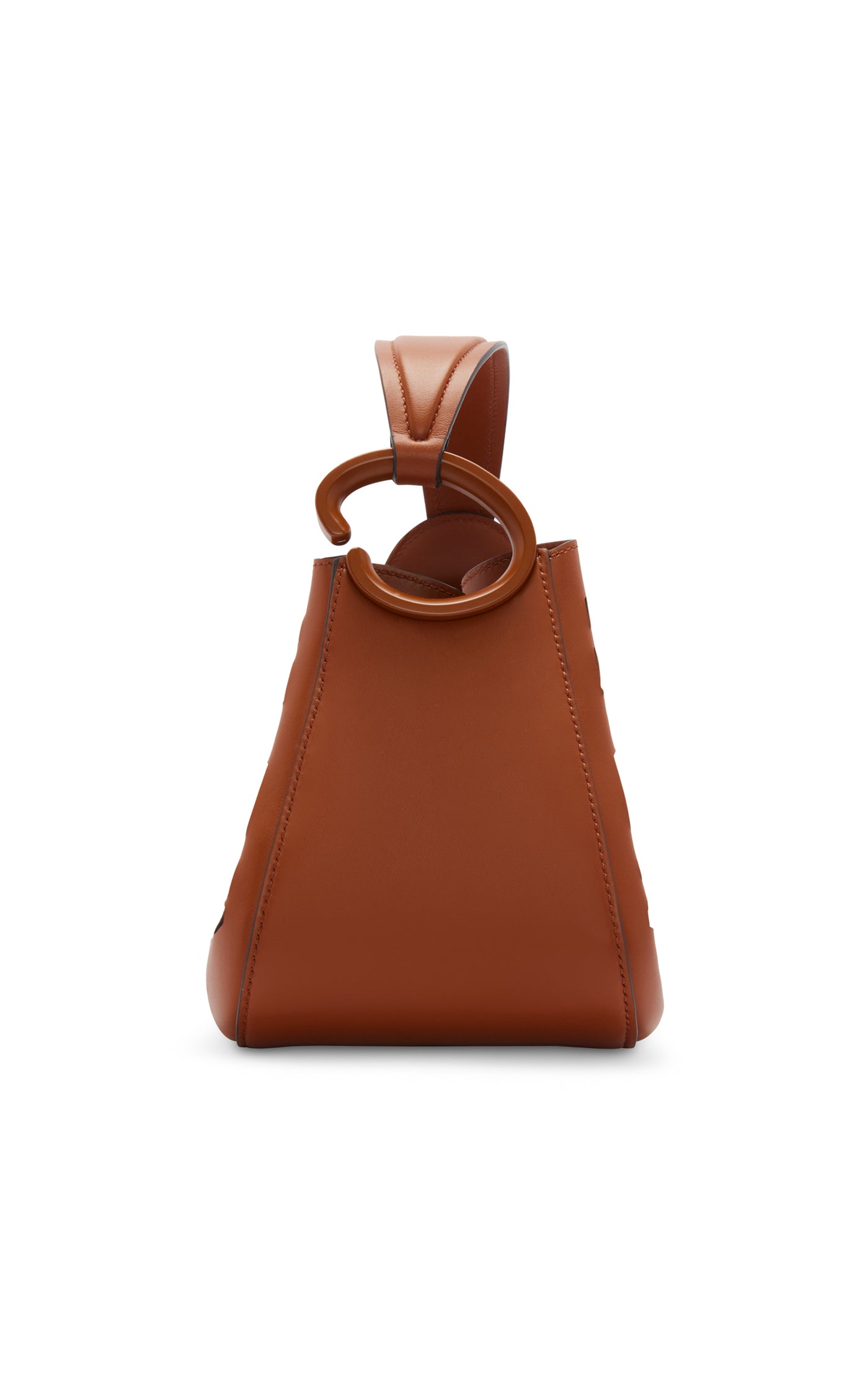 O-Handle Leather Cut-Out Top Handle Bag