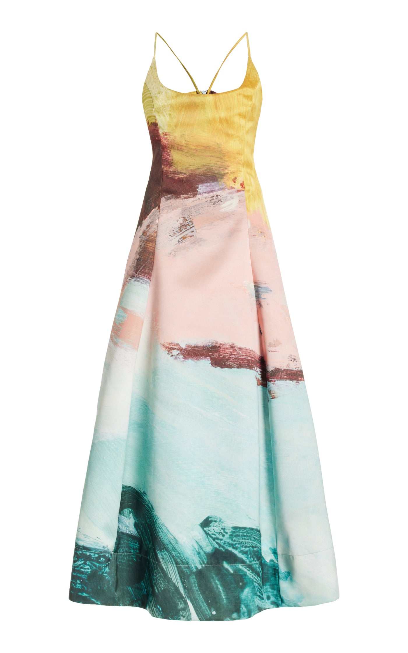 Abstract-Print Satin Midi Dress