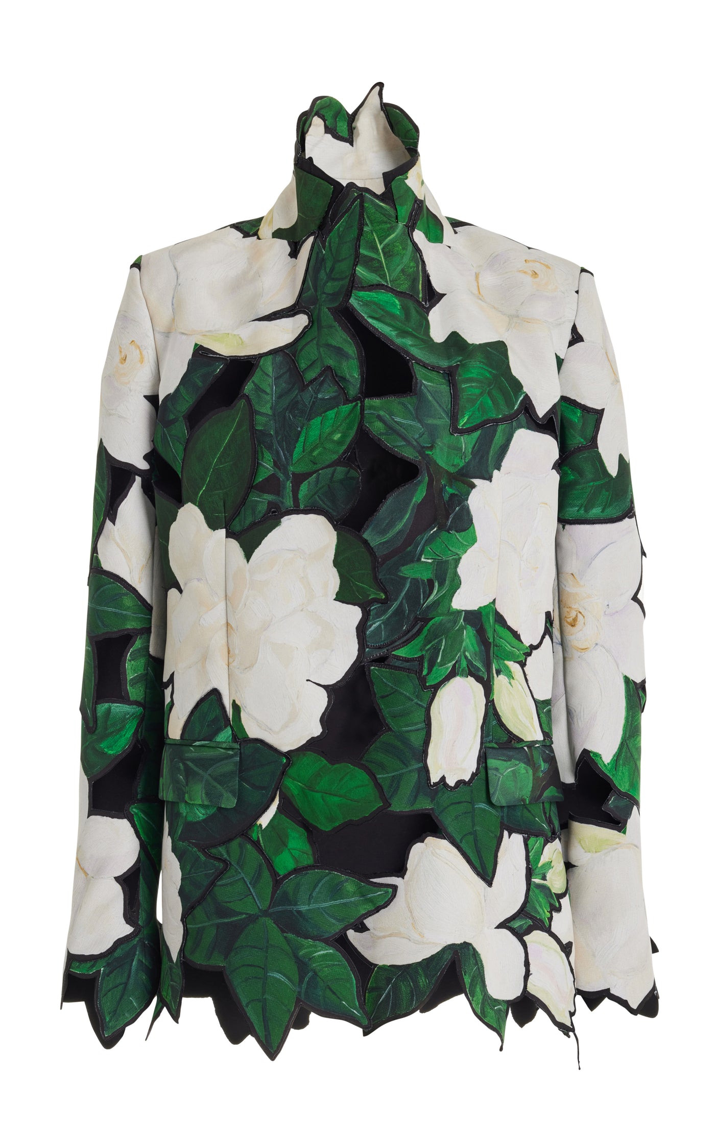 Cutout Gardenia Faille Embroidered Jacket