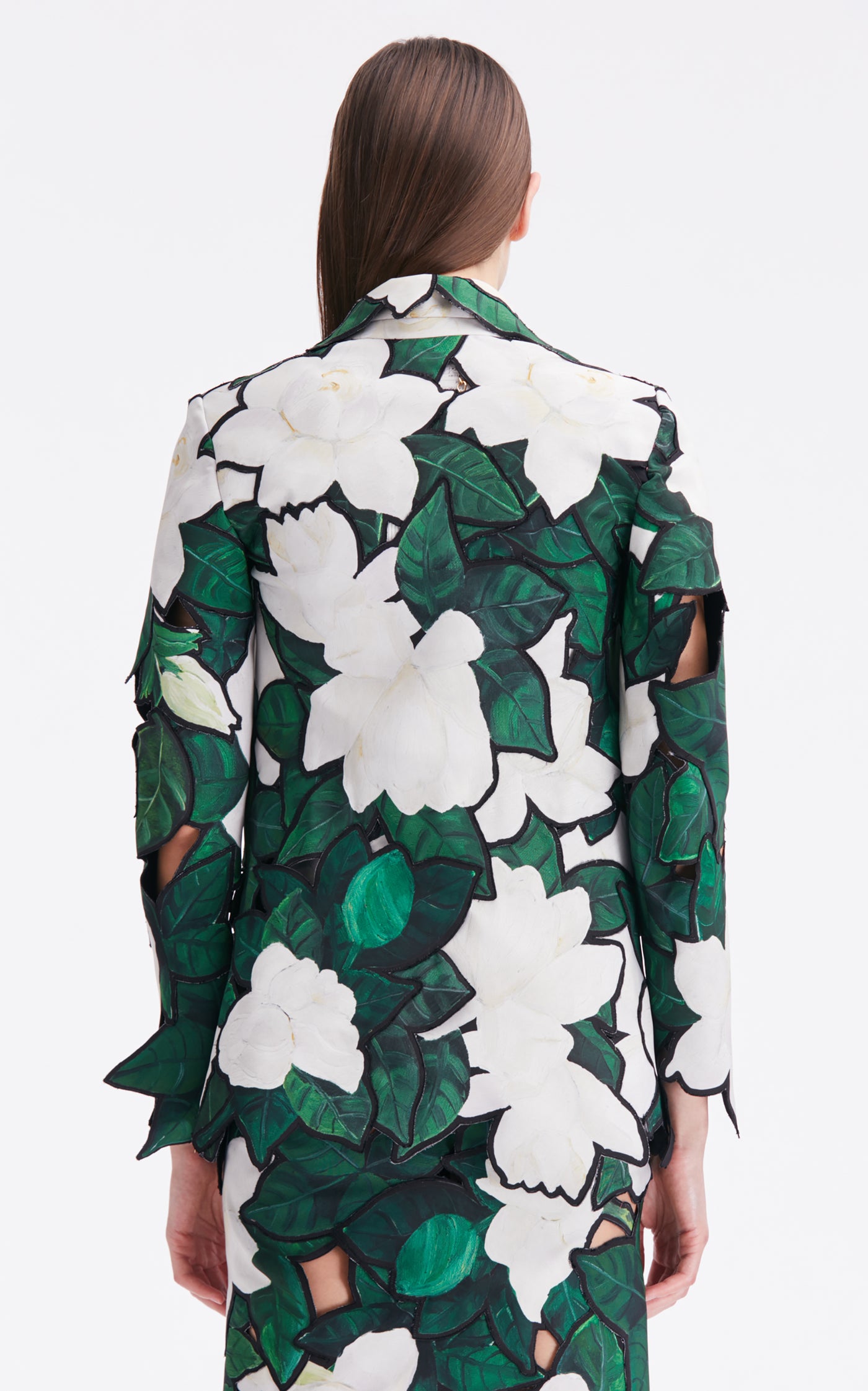 Cutout Gardenia Faille Embroidered Jacket