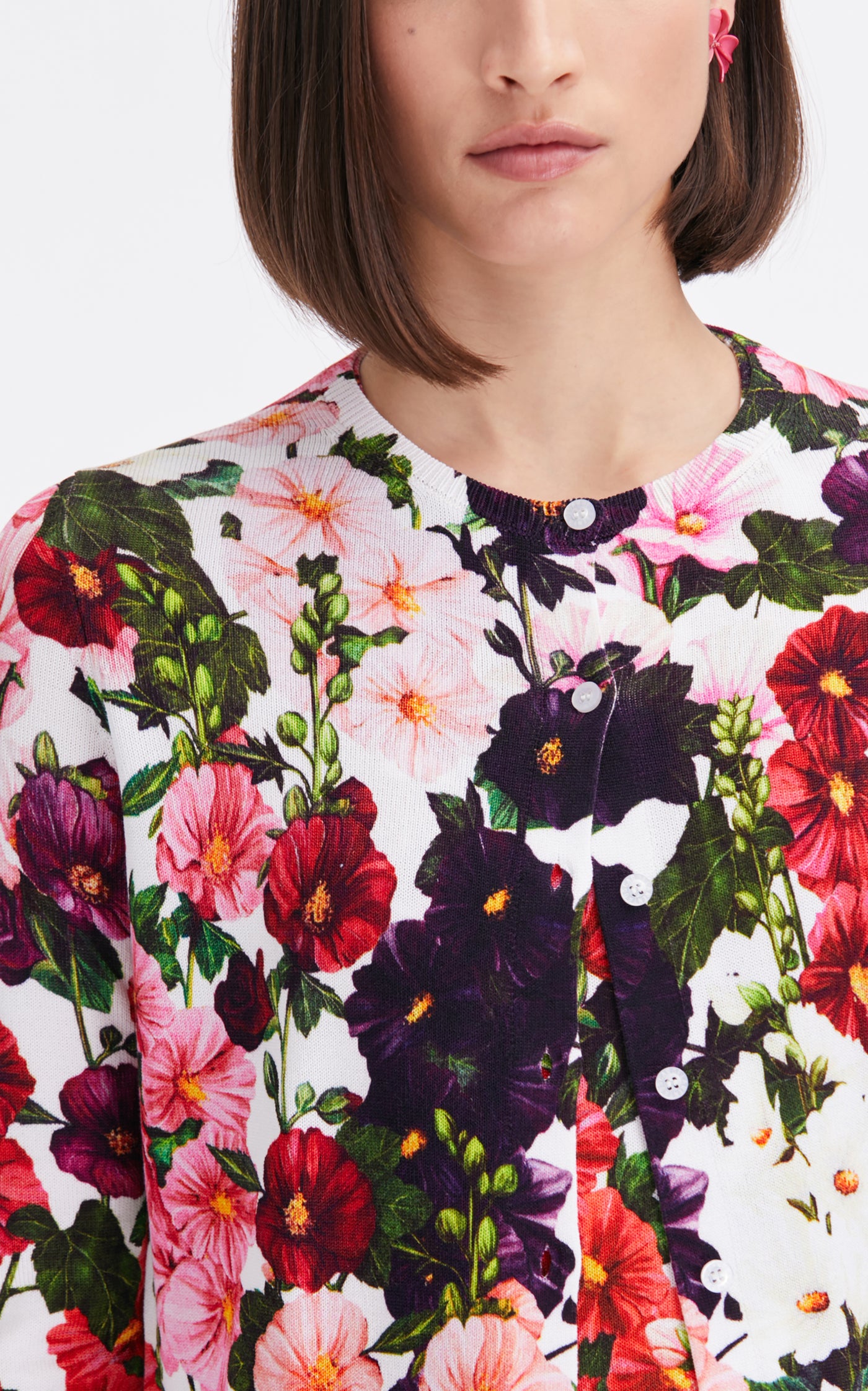 Printed Hollyhocks Cardigan