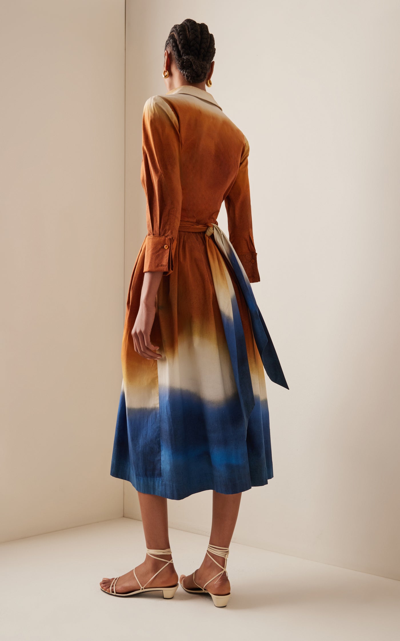 Wrapped Dip-Dyed Cotton Midi Dress