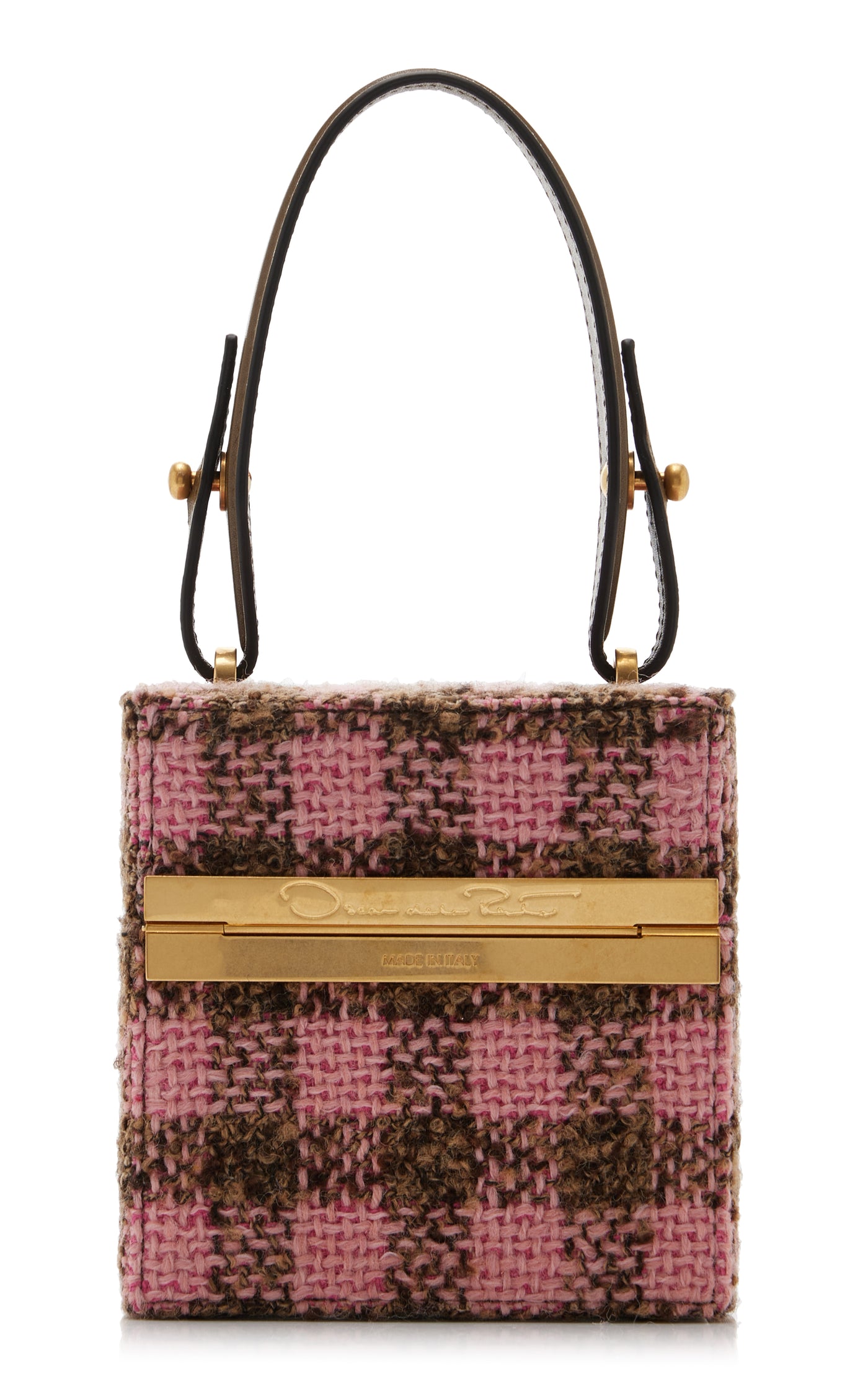Alibi Checked-Tweed Cube Bag
