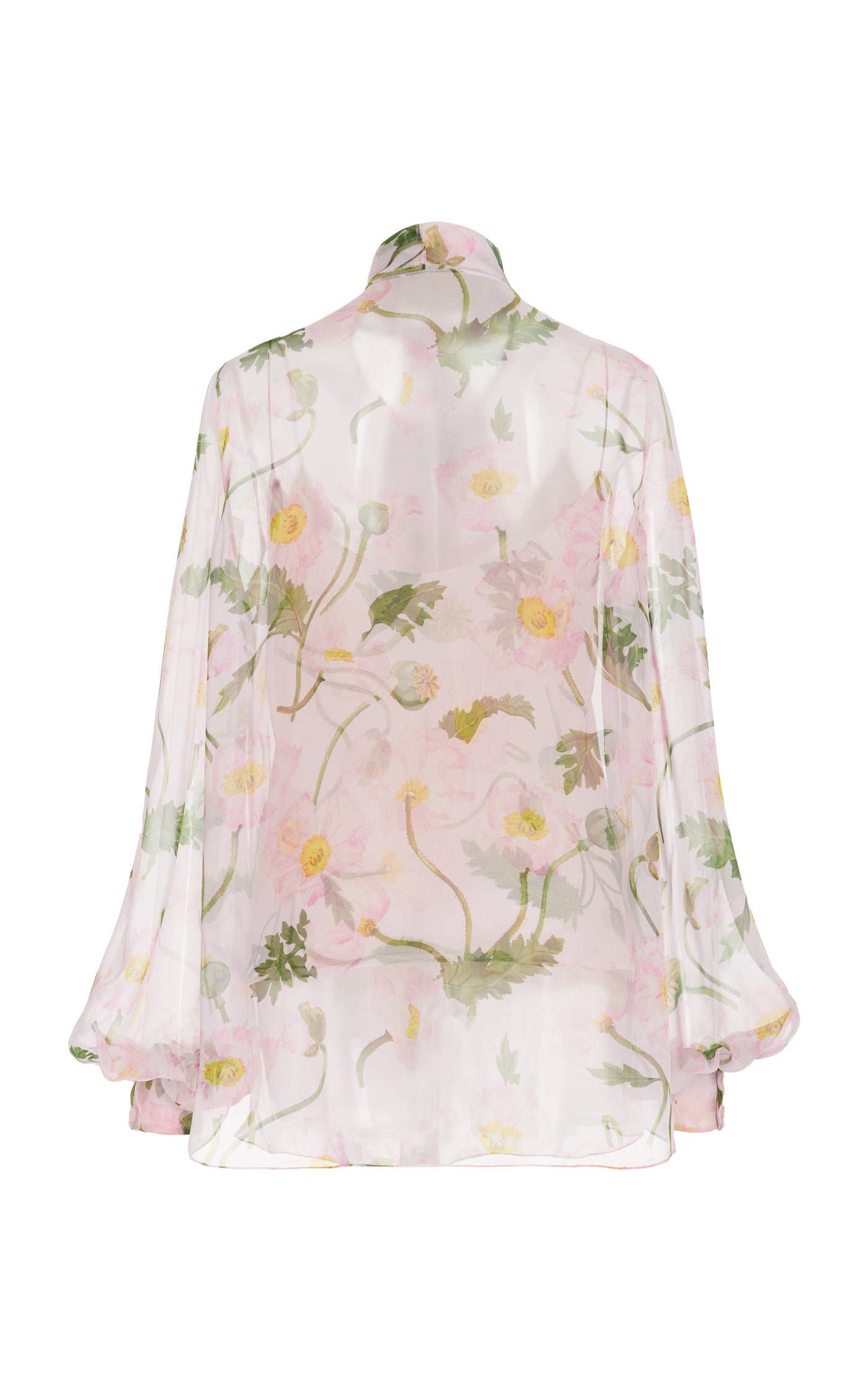 Tied-Neck Silk Chiffon Blouse