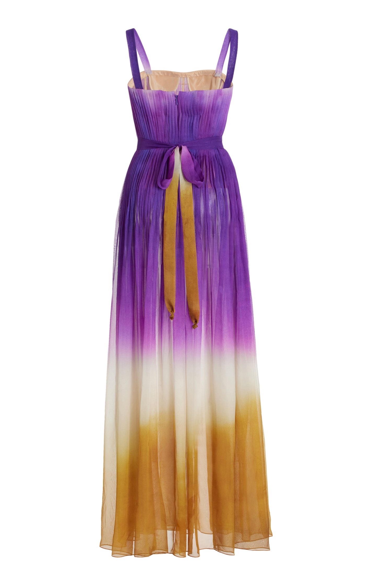 Pleated Ombrè Silk Chiffon Gown