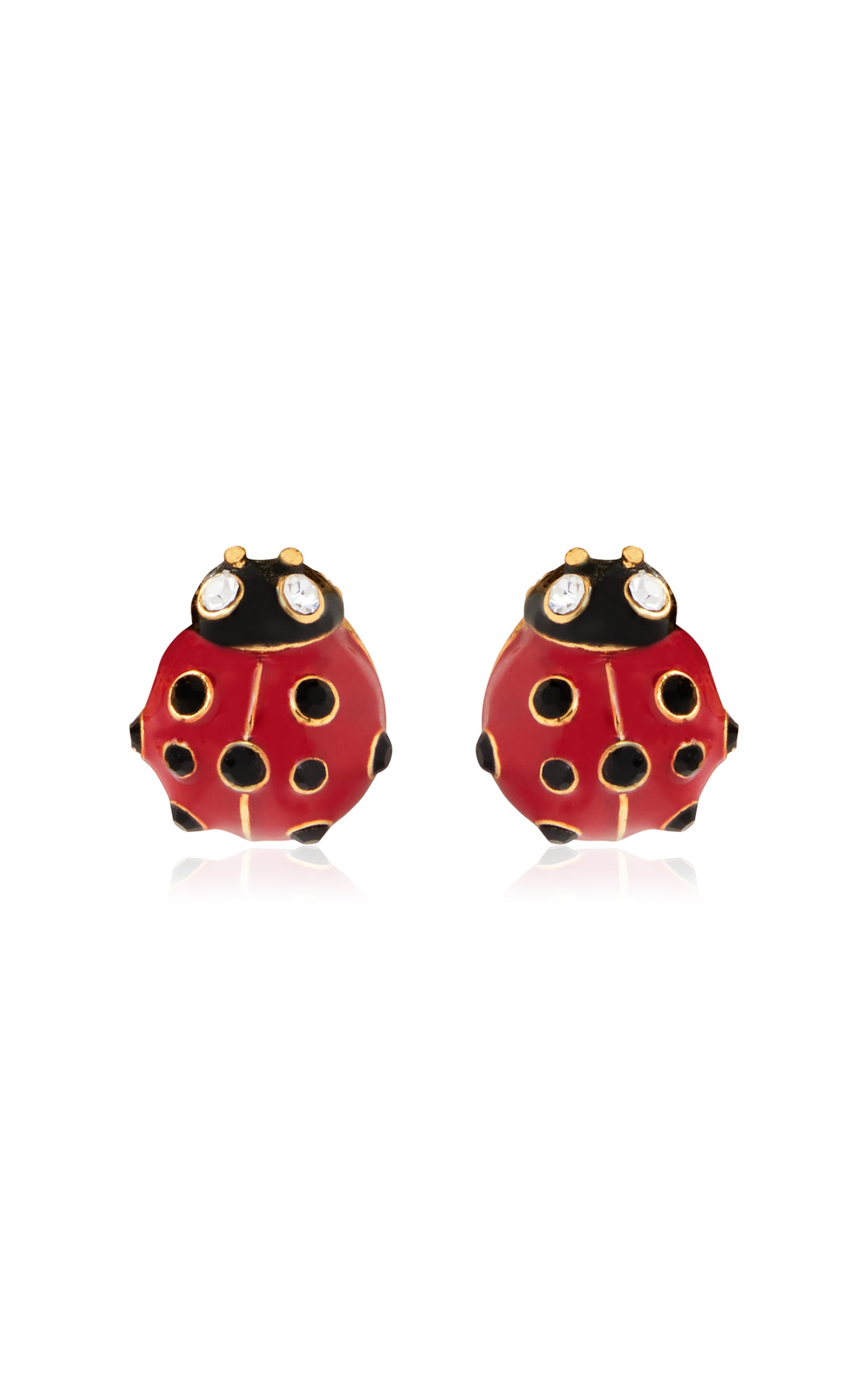 Lady Bug Crystal-Enameled Earrings