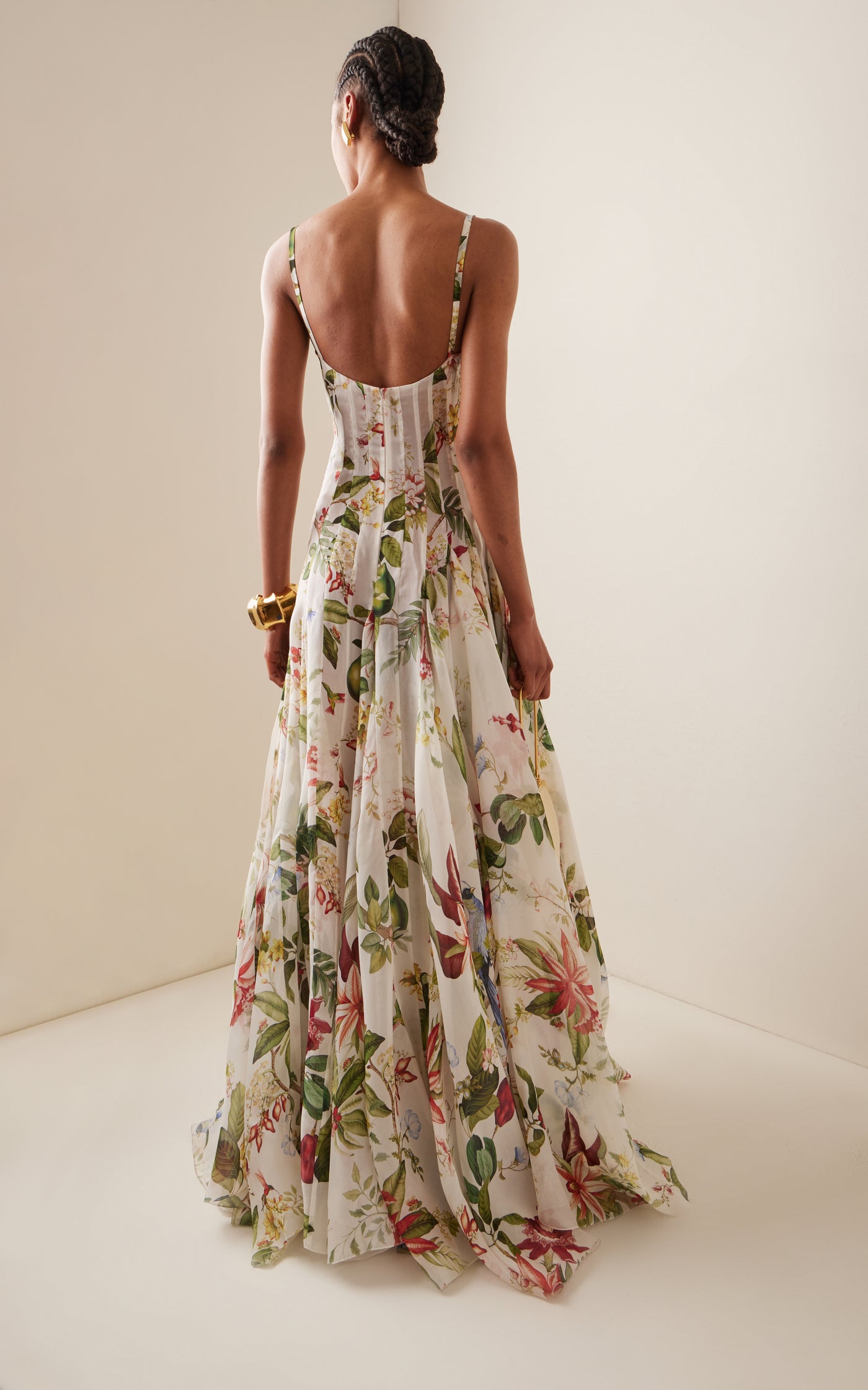 Floral & Fauna Silk Gazar Maxi Dress