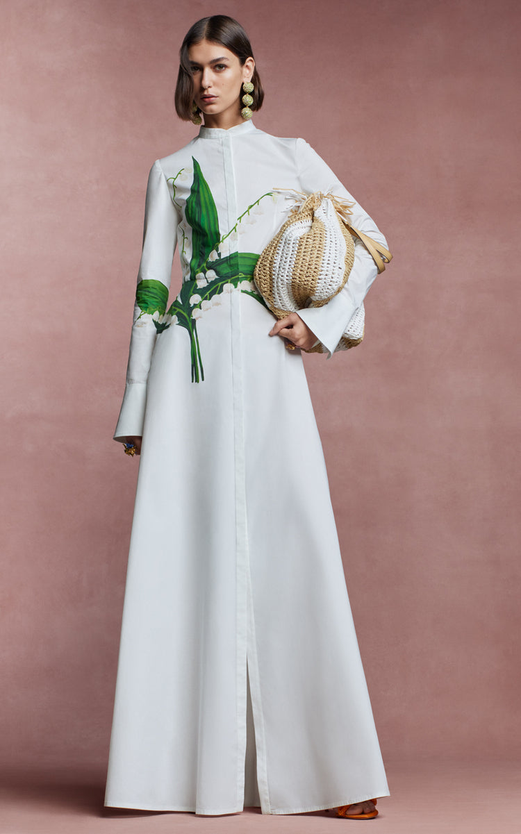 Lily Of The Valley Cotton Poplin Maxi Dress