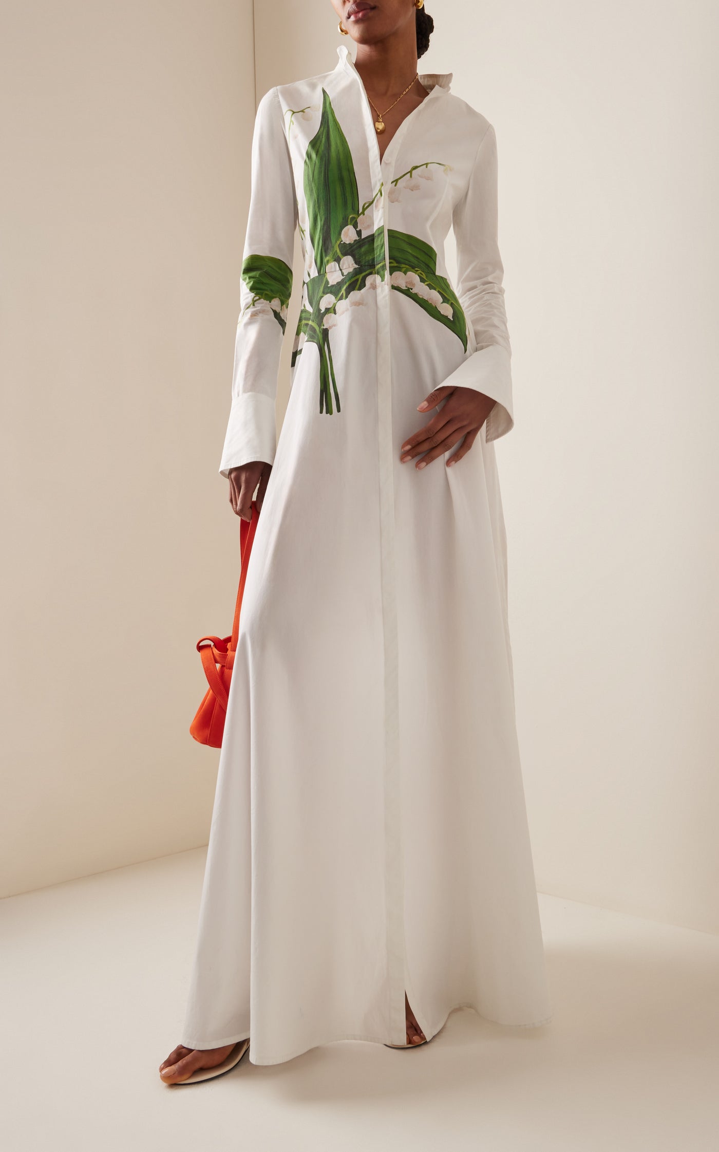 Lily Of The Valley Cotton Poplin Maxi Dress