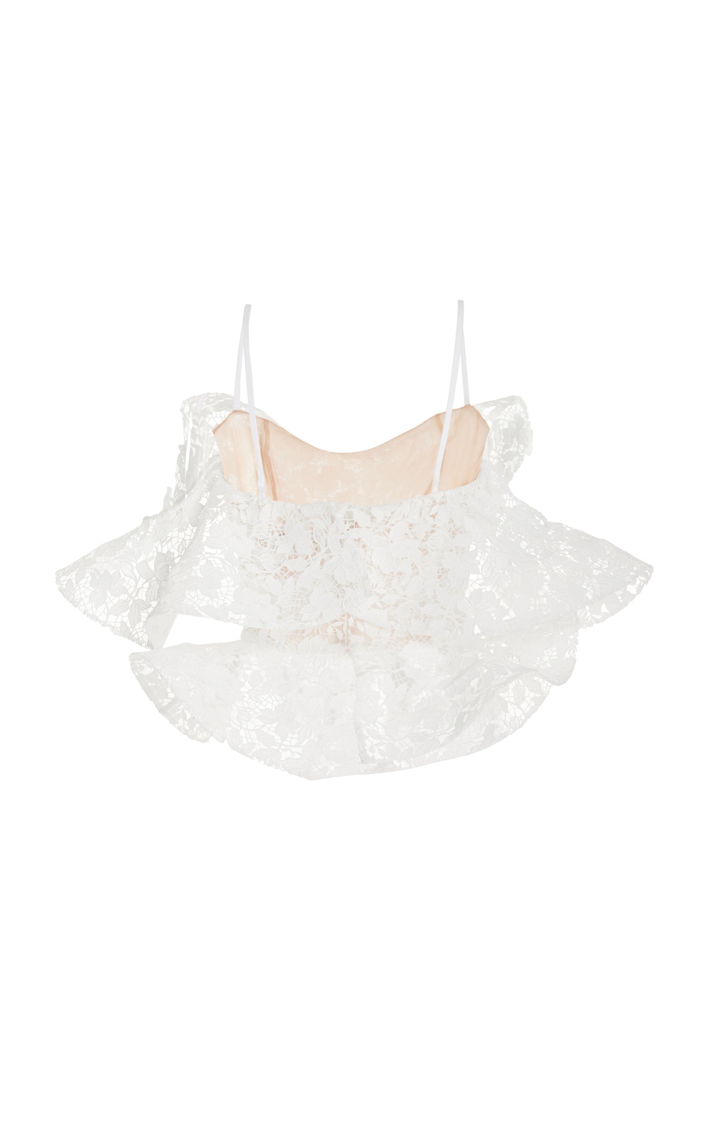 Ruffled Gardenia Guipure-Lace Top