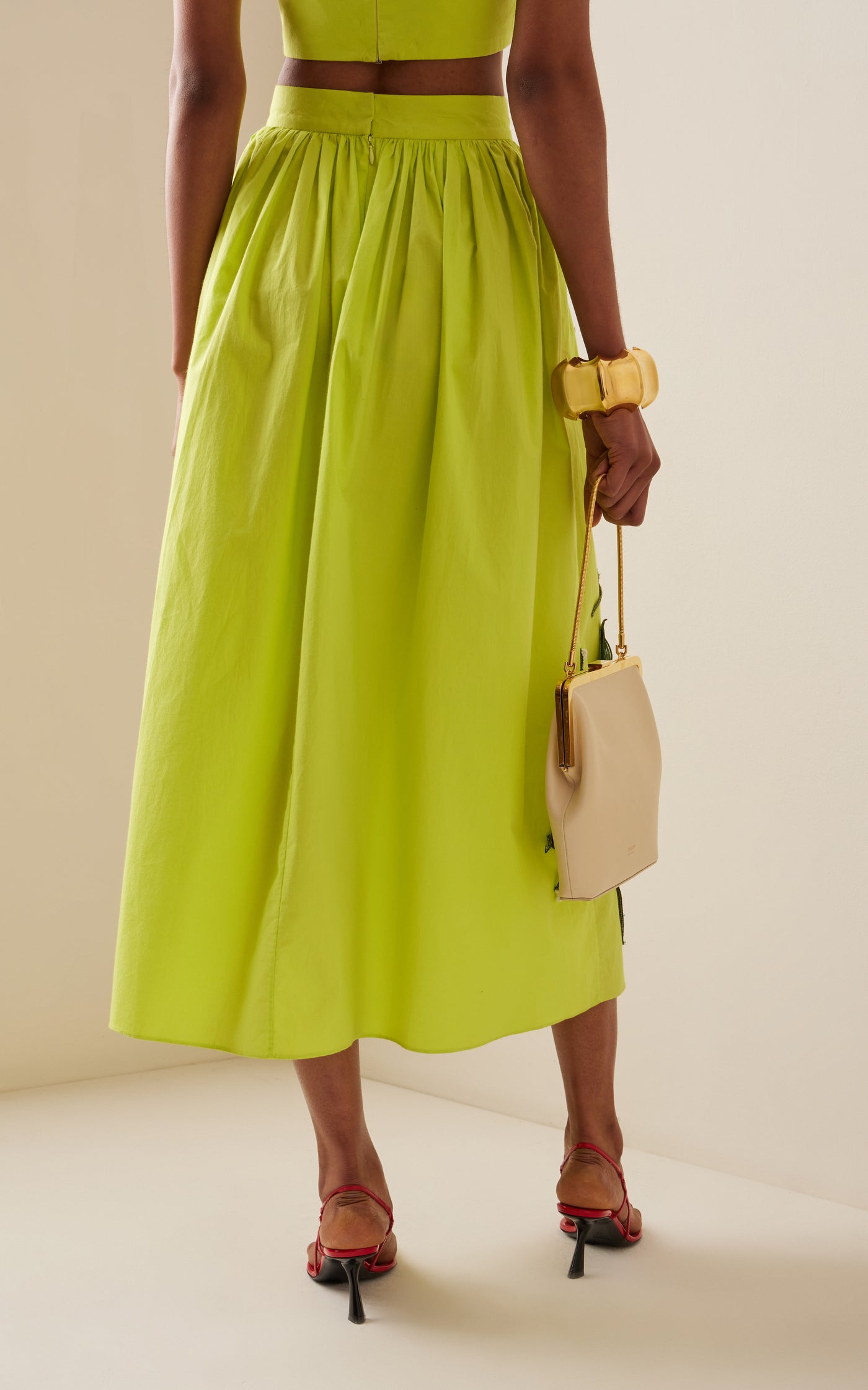 Floral-Appliquéd Cotton Maxi Skirt