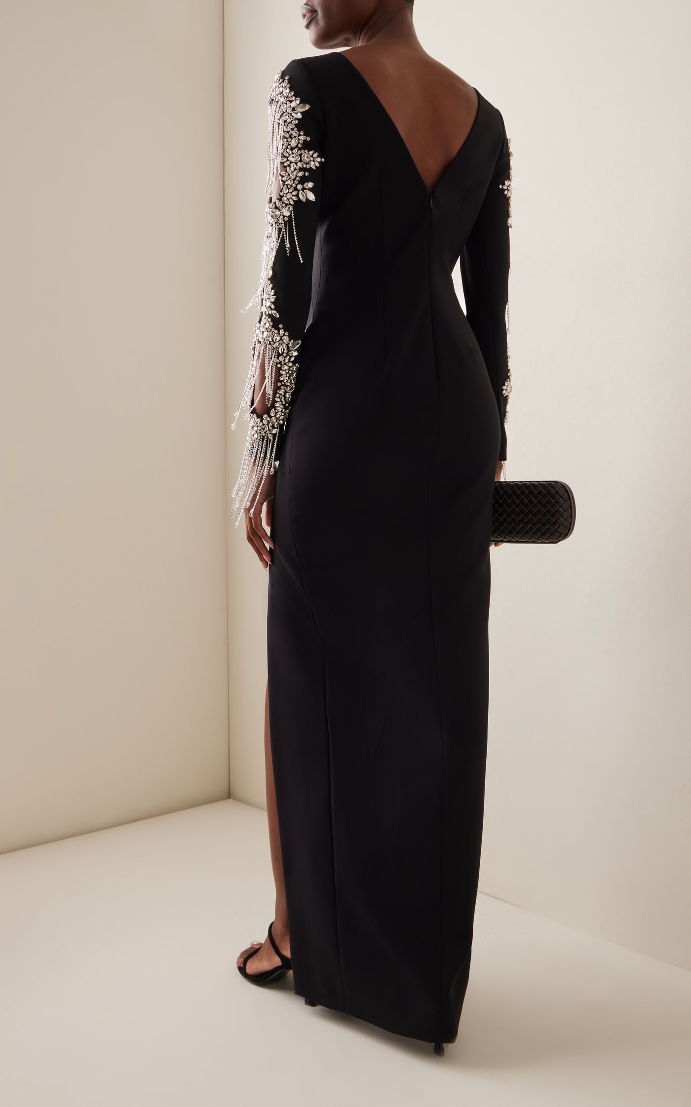 Crystal-Embellished Crepe Gown