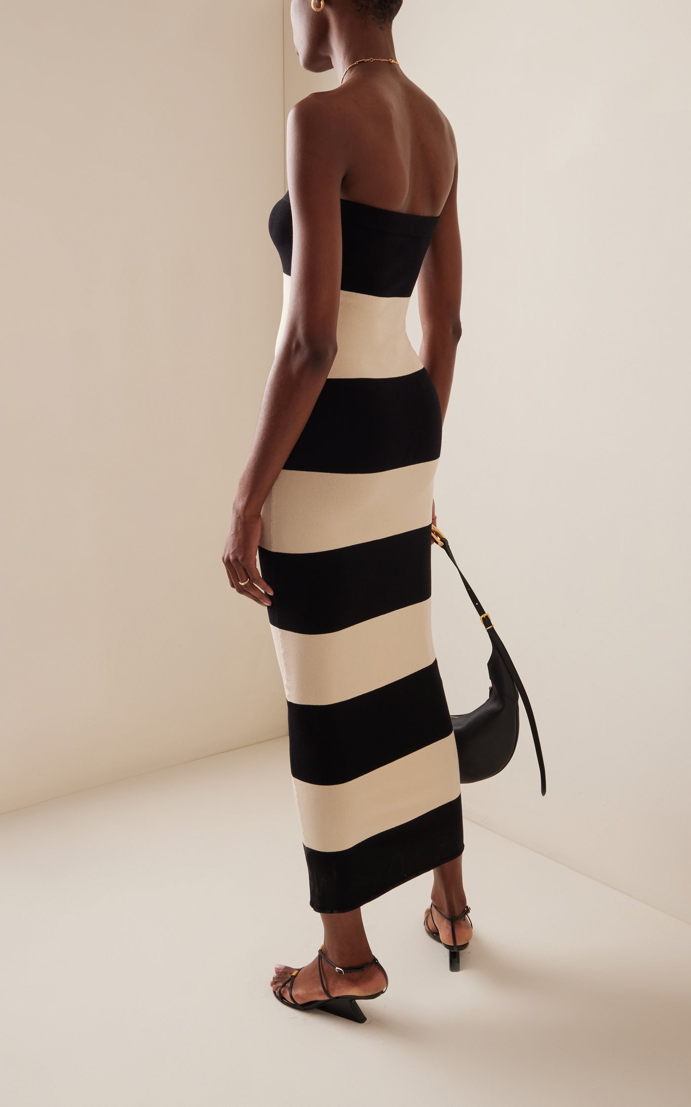 Exclusive Theo Striped Jersey Strapless Maxi Dress