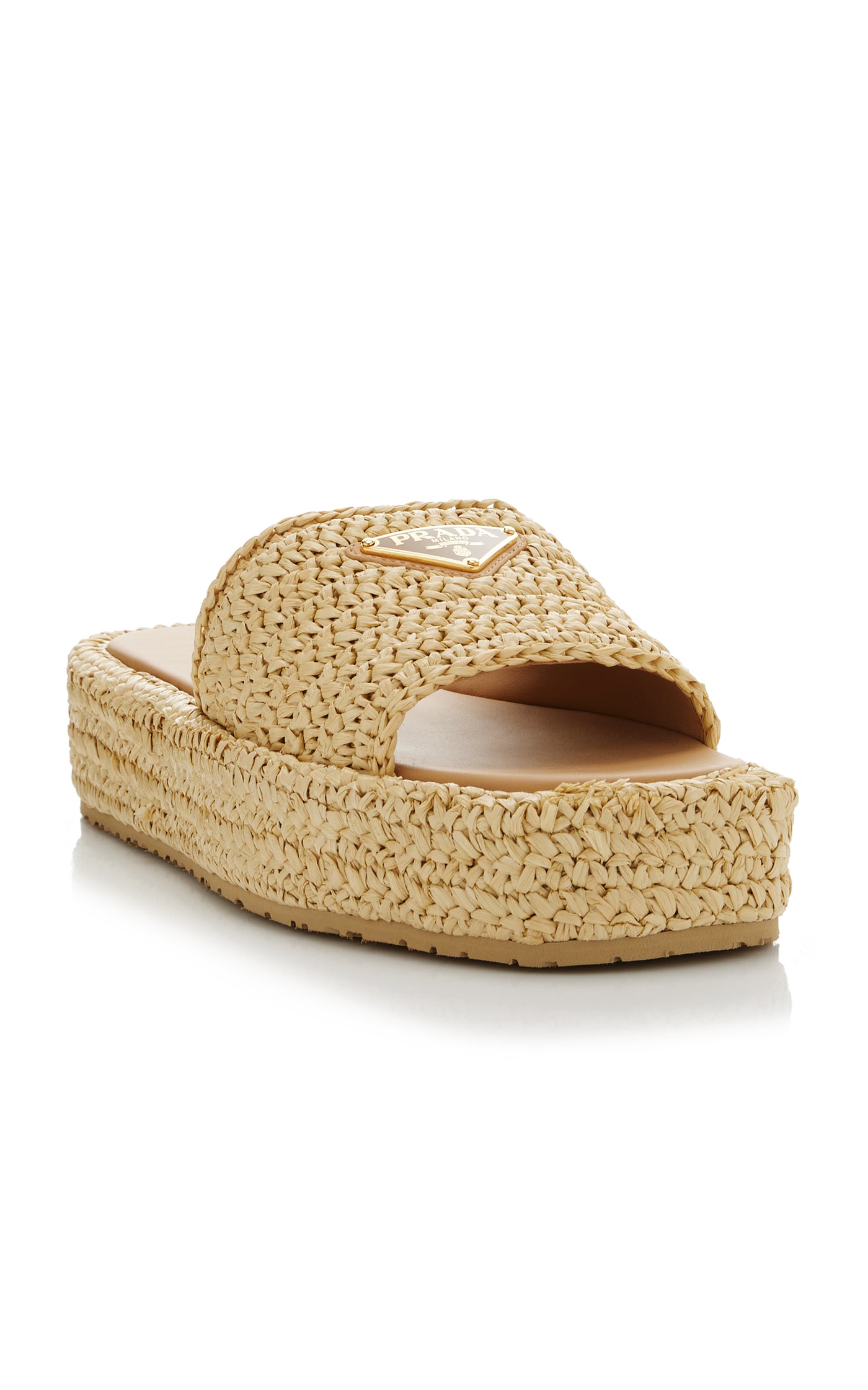 Logo-Detailed Raffia Slide Sandal