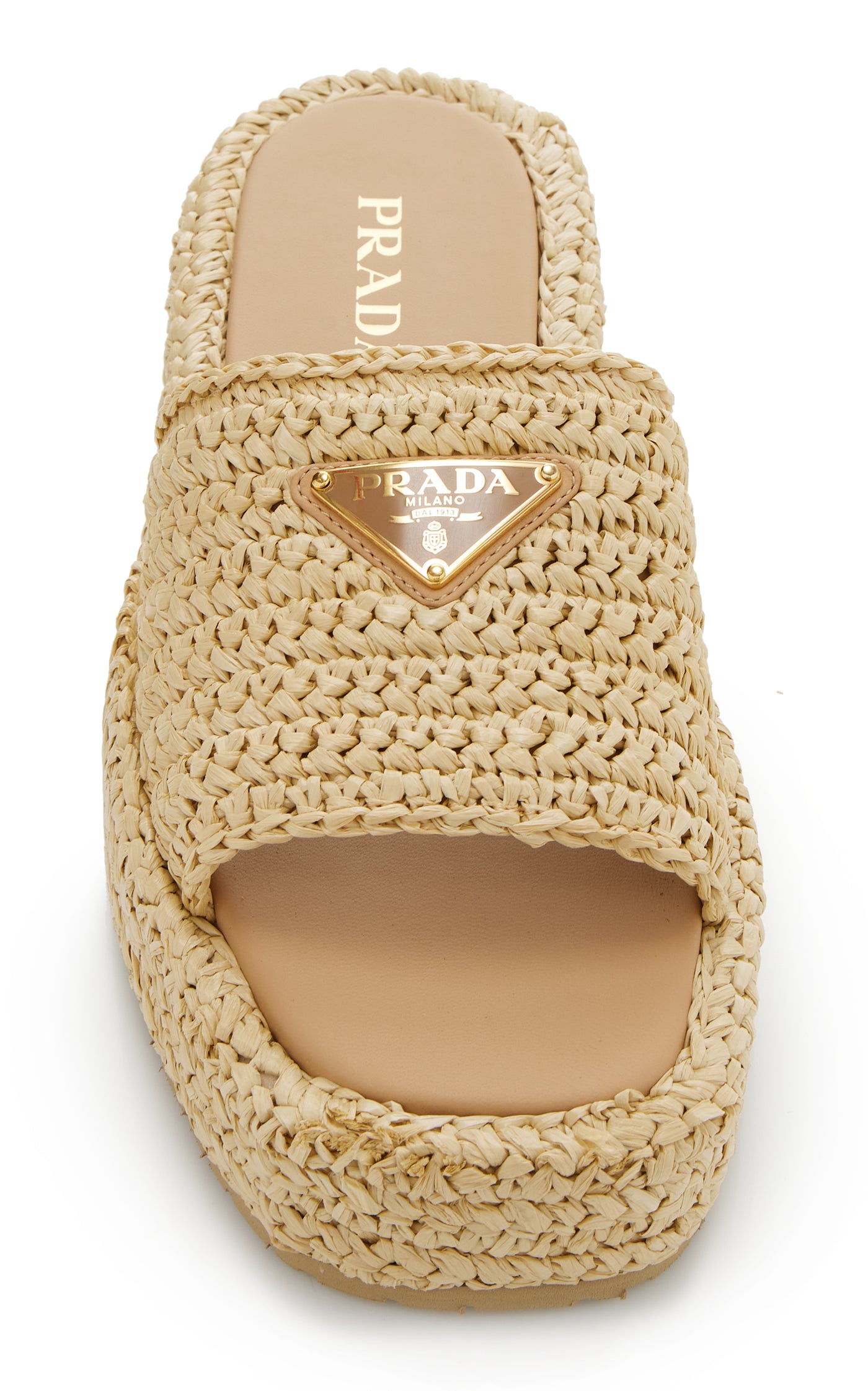 Logo-Detailed Raffia Slide Sandal