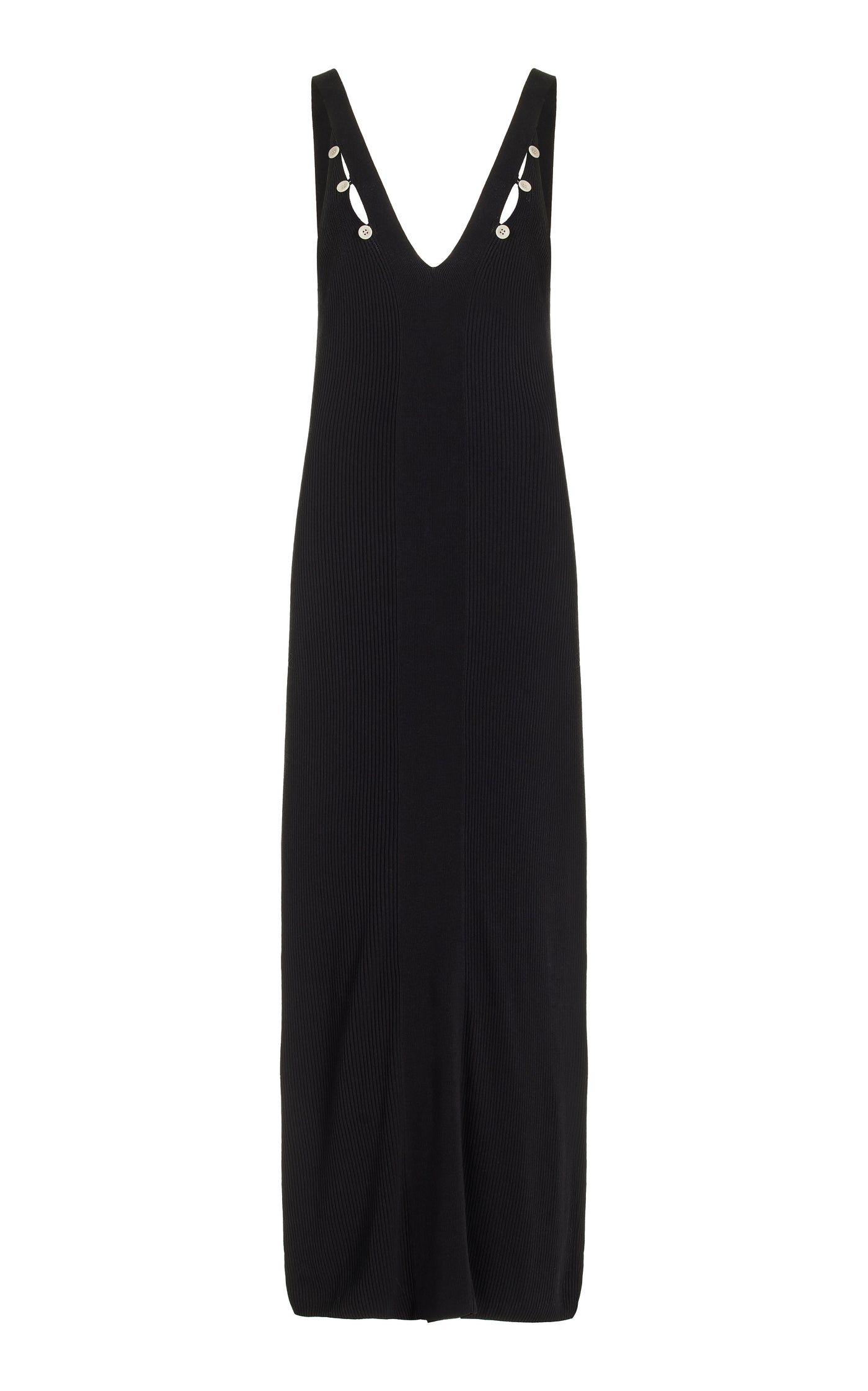 Hayden Button-Detailed Ribbed-Knit Maxi Dress