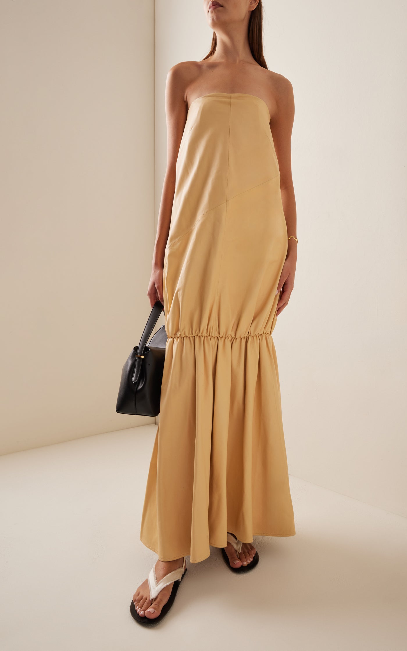 Margot Strapless Leather Maxi Dress