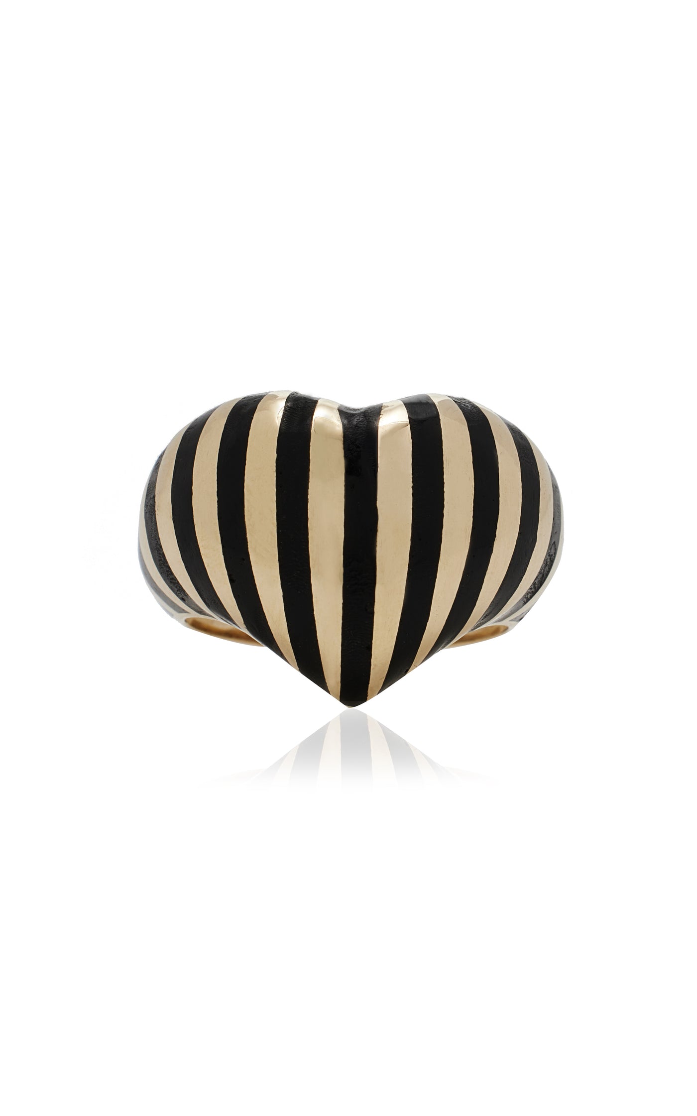 Chubby Heart Enameled 14K Yellow Gold Pinky Ring