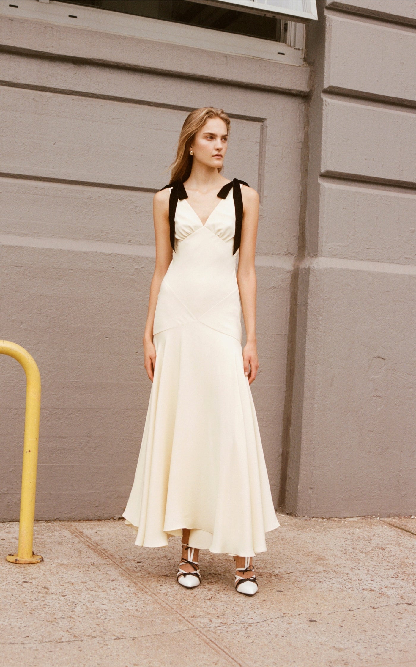 Ribbon-Detailed Silk-Crepe Maxi Dress