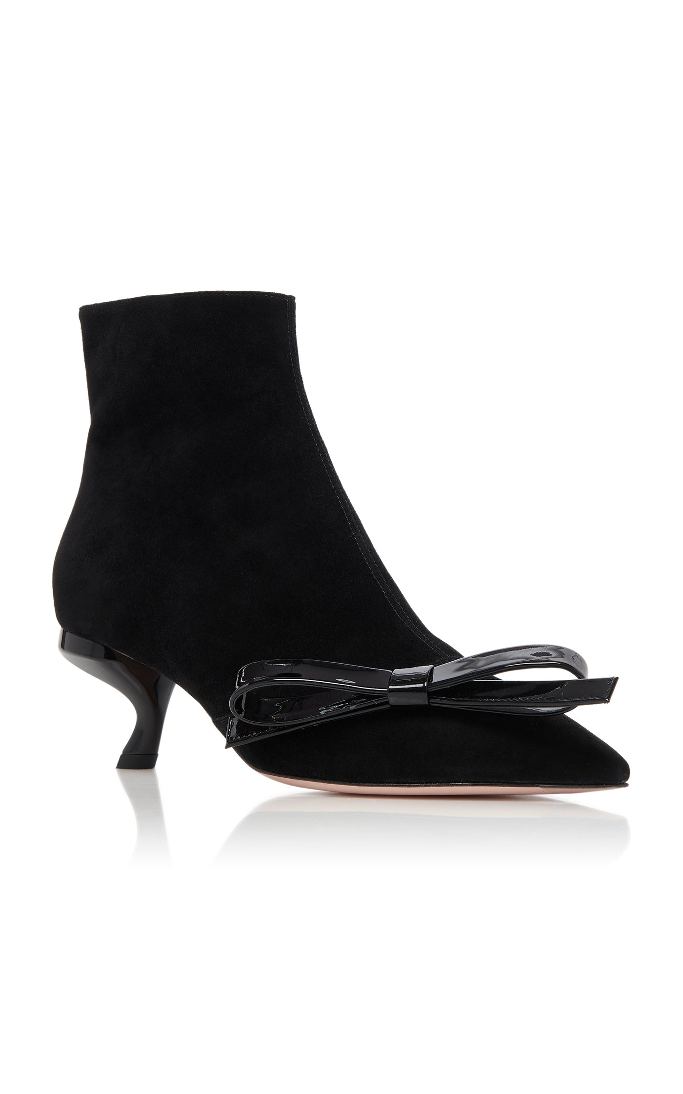 Virgule Bow-Embellished Suede Ankle Boots