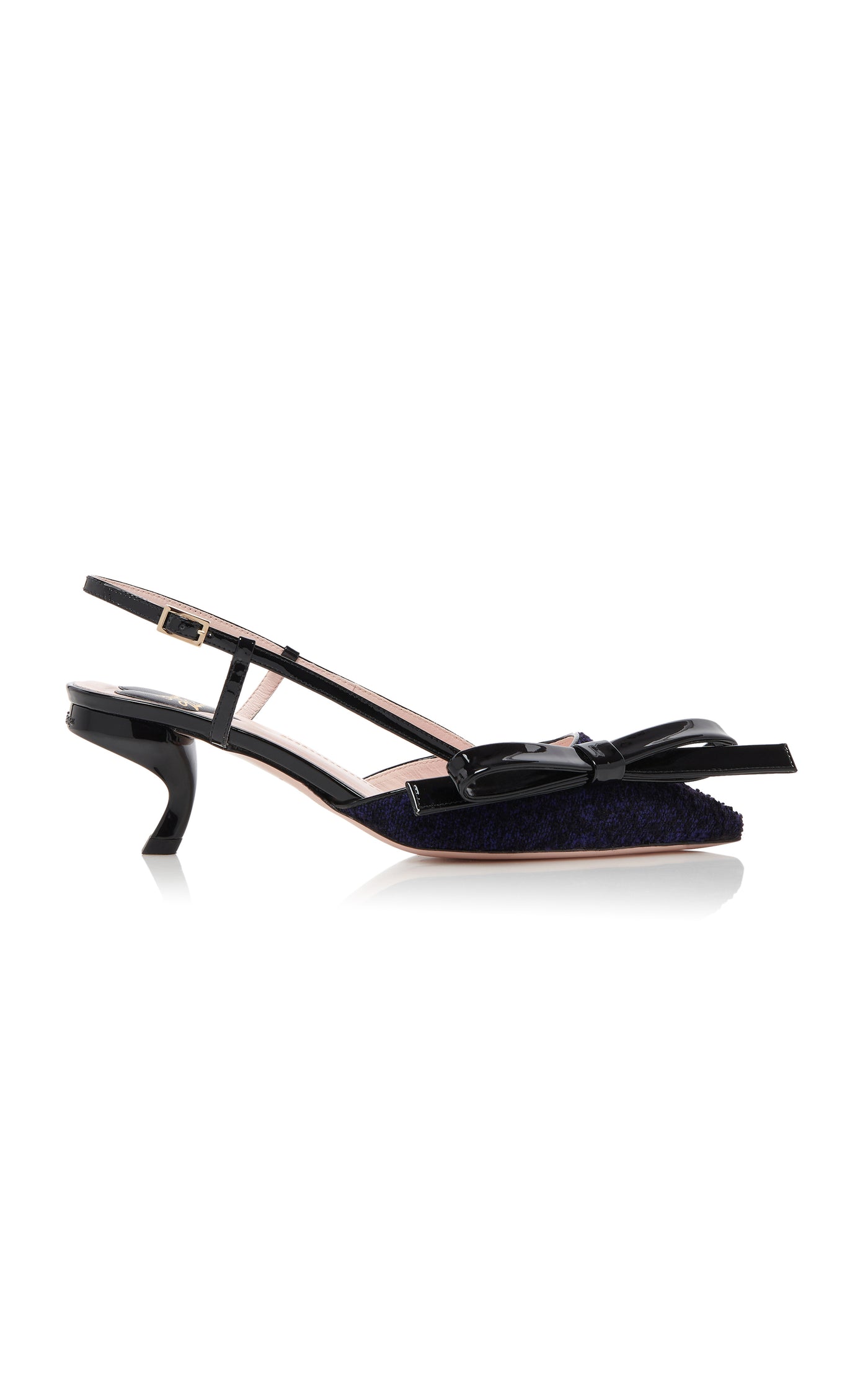 Virgule Bow Wool Slingback Pumps