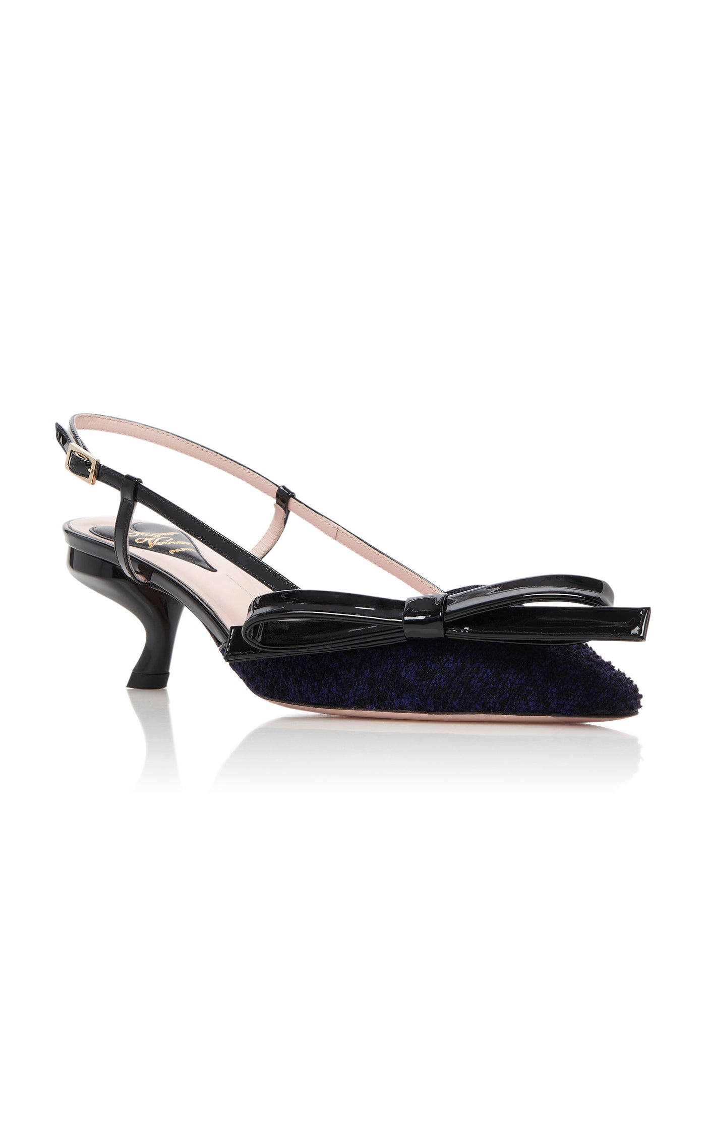 Virgule Bow Wool Slingback Pumps